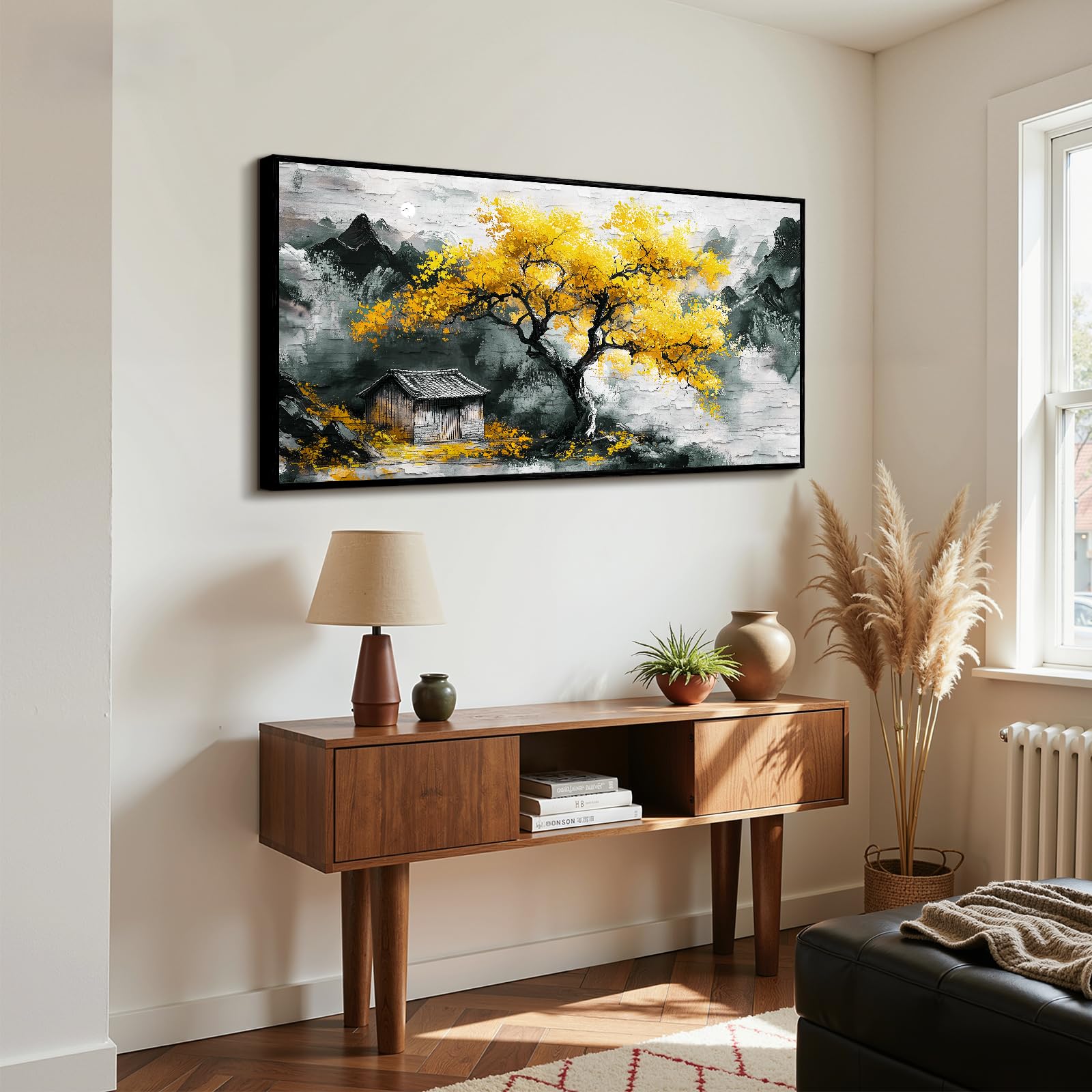hyidecorart Modern Bilder mit Rahmen Baum des Lebens Gemälde 60x120 cm