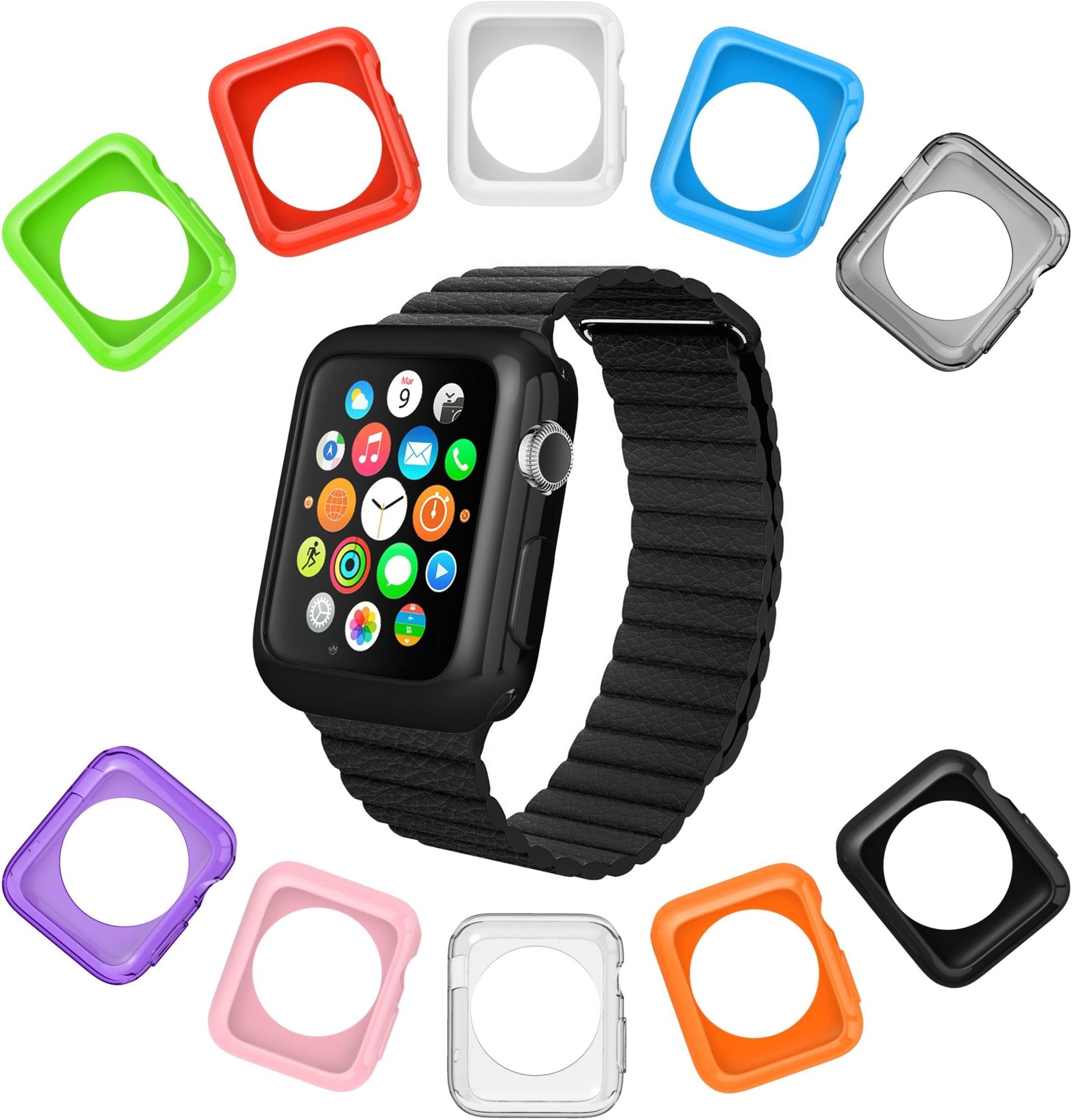 Apple Watch Case by La Zuzzi, 10 Soft Covers, for Apple Watch, Anti Scratch Protection Cover, Match Colors with Your iPhone Case, Apple Accessories [Series 3, Series 2, 42mm]