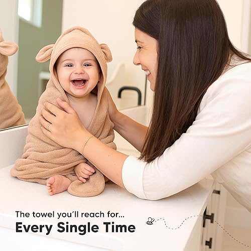 Vista 9 de KeaBabies Paquete de 2 toallas de bebé con capucha para recién nacido, 30 x 30 pulgadas, viscosa suave y absorbente, de bambú, toallas de baño