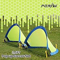 Vista 2 de Poray Soccer Goal for Kid Easy-up Set of Two Portable Soccer Net 210D Oxford with 8 Field Marker Cones Extra Stakes Fun for Backyard and Soccer