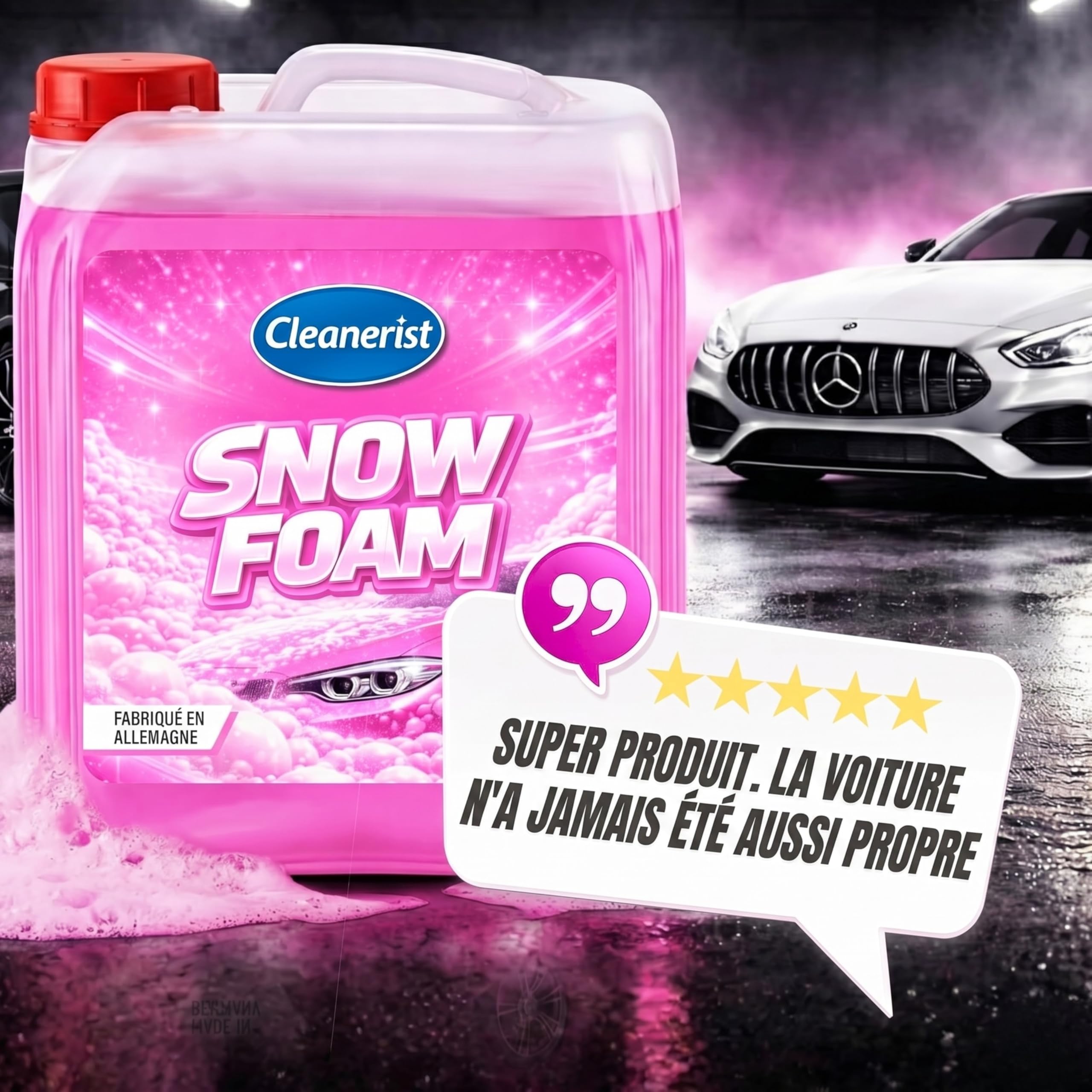 Cleanerist | Snow Foam Pink 5L concentré - shampoing auto prélavage actif pour canon à mousse - nettoyage dense voiture, moto, caravane et camping-car - parfum agrumes