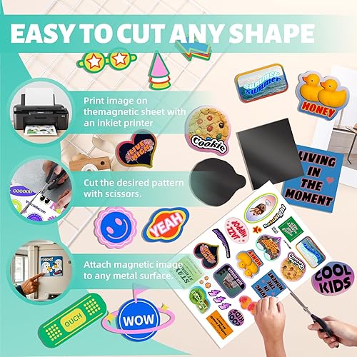 Miniatura 4 de 50 hojas brillantes impresas en papel magnético a granel para impresora de inyección de tinta, haz fotos para refrigerador, 13.5 mil, 8.5 x 11