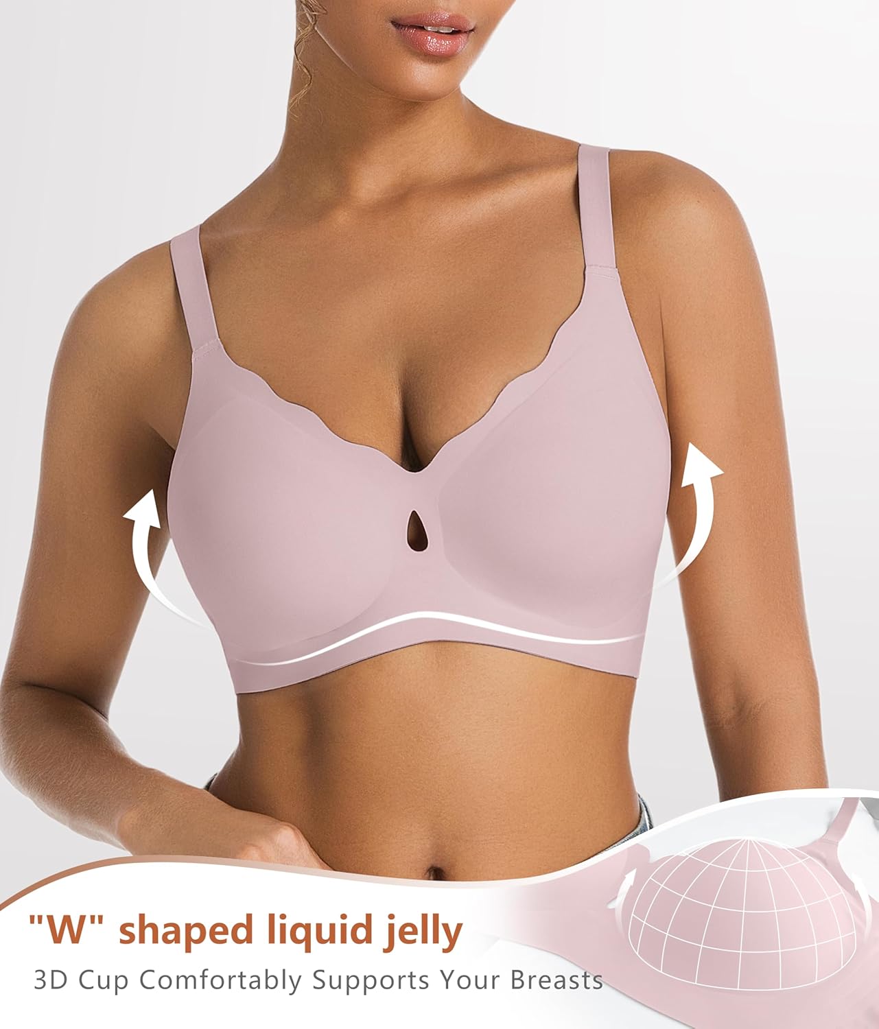 POSESHE Bras for Women No Underwire Wave Wireless Seamless Full Coverage Bralettes Lift Everyday Bra - Image 2