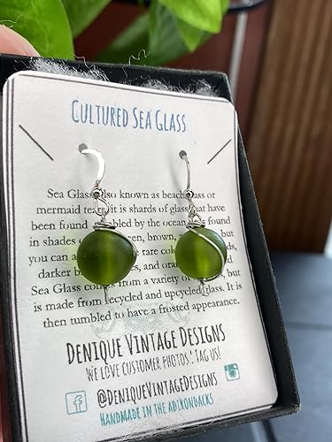 Miniatura 8 de Frosted Lime Green Sea Glass 10mm Dangly Swirl Drop Pendant in Steel, Copper, Bronze, Black Iron, Titanium, Sterling Silver, 14K Gold, Rose Gold, or