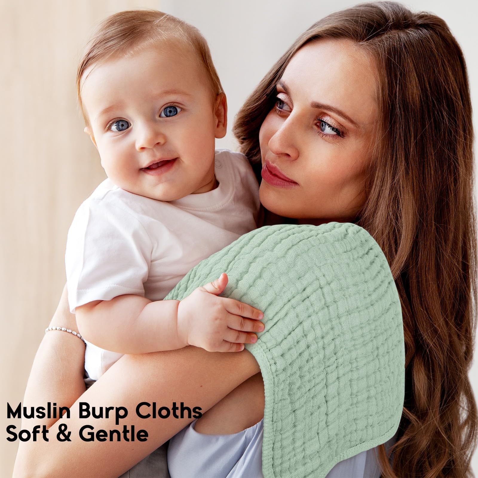 Unnivoll Muslin Cloths for Baby 100% Cotton Muslin Squares Burp Cloths Baby Essentials for Newborn Boys Girls Large 50x25CM Extra Soft and Absorbent 6 Pack - Image 2