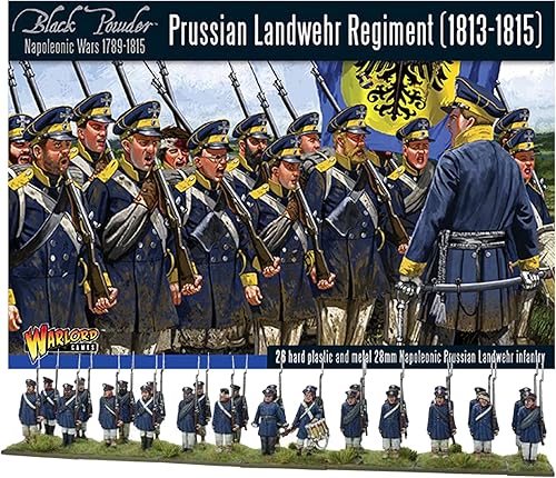 Wargames Delivered - Warlord Games Black Powder War - Conjunto de regimiento de Landwehr Prusiano (1813-1815), soldados de mesa de guerra