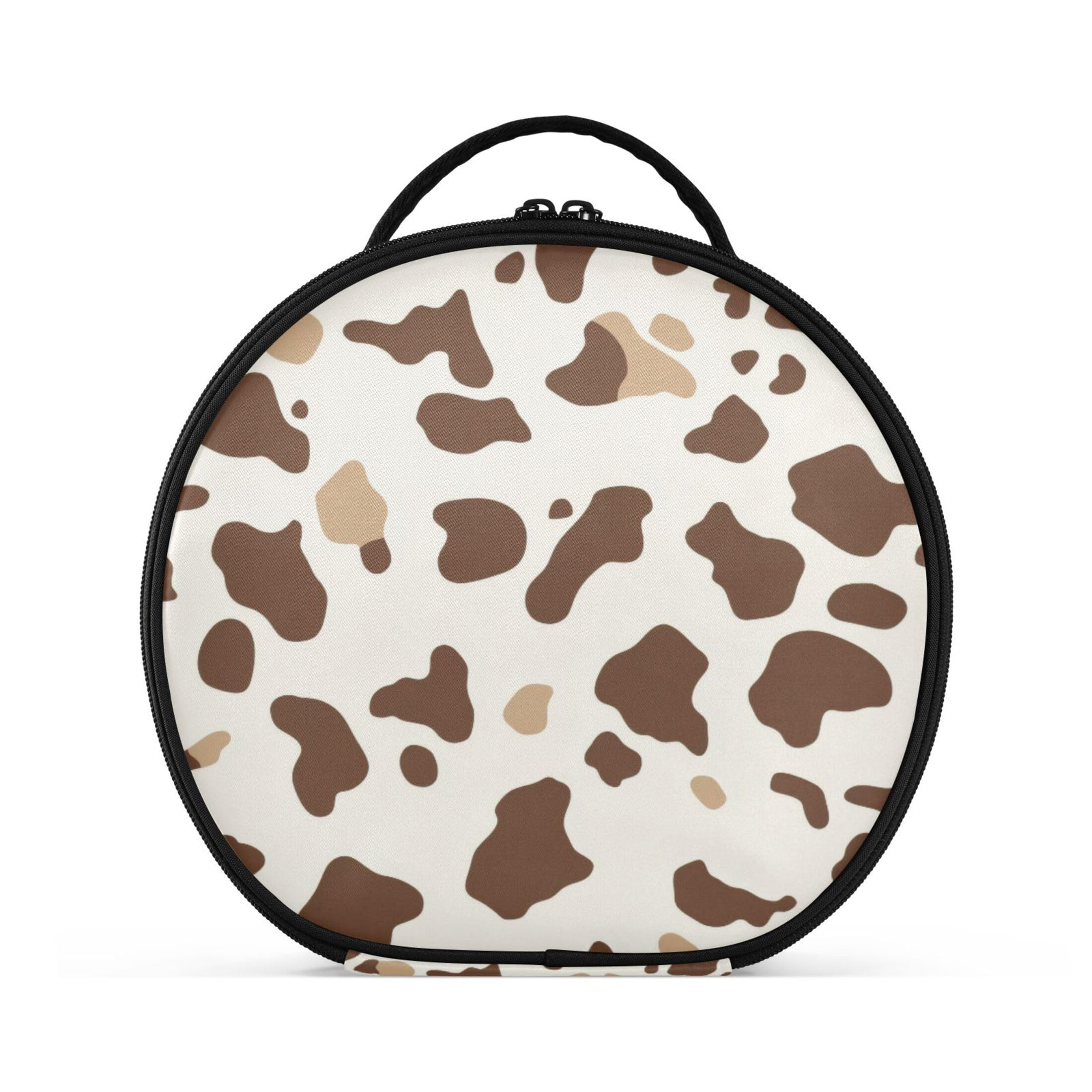 Takiito Cow Print Travel Makeup Case Portable Makeup Box Artist Cosmetic Case Organizer With Adjustable Dividers