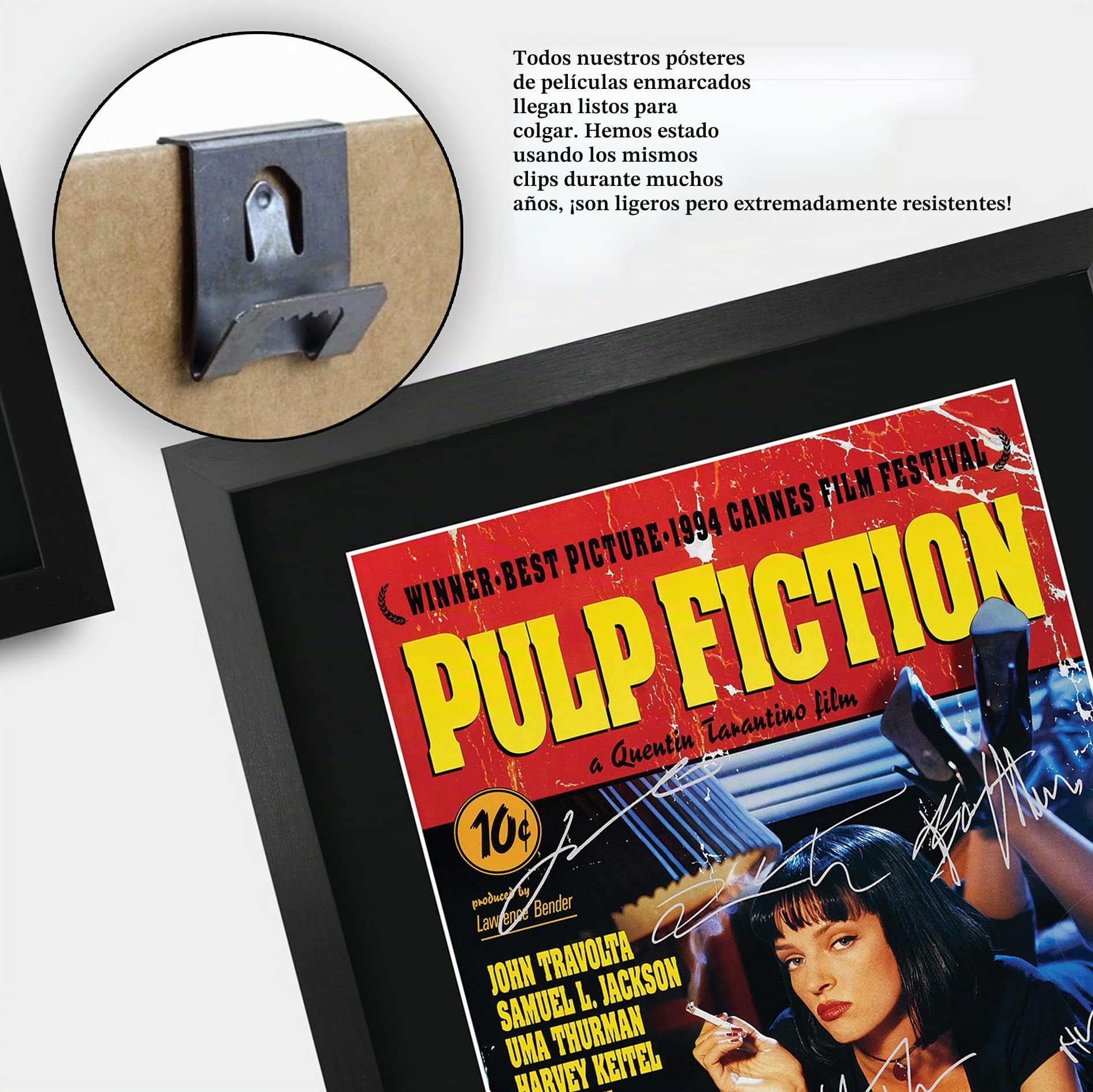 HWC Trading Pulp Fiction Bruce Willis Die Cast Samuel L Jackson Presents Poster Imagen Impresa Autógrafos Para La Película Recordaba De Aficionados - A3 Enmarcada