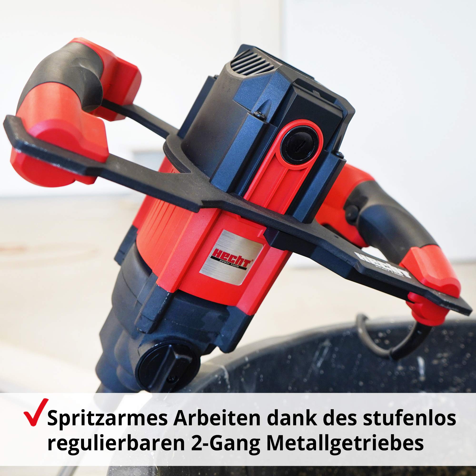 Hecht komfortables Rührwerk mit starken 1800 Watt – robustes 2-Gang-Metallgetriebe - Ideales Rührwerk - Mit großem Rührquirl und ergonomischem Griff - Rührwerk