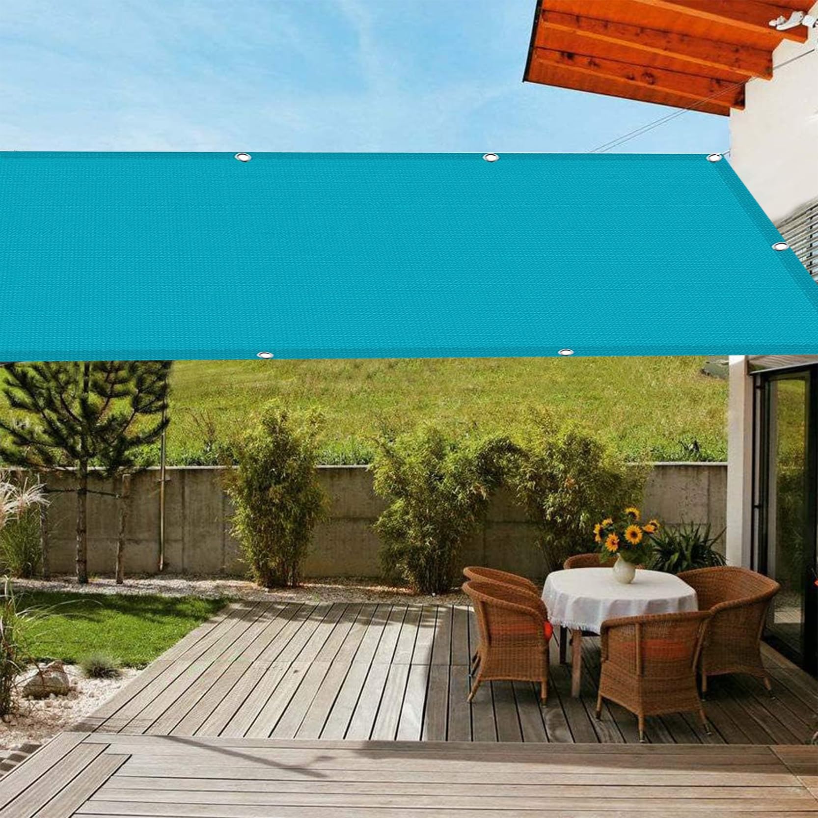 Recinzione Per Balcone 100x950 Cm, Tenda Ombreggiante Anti-UV E Vento, Schermo Per Privacy Da Esterno, Verde Scuro