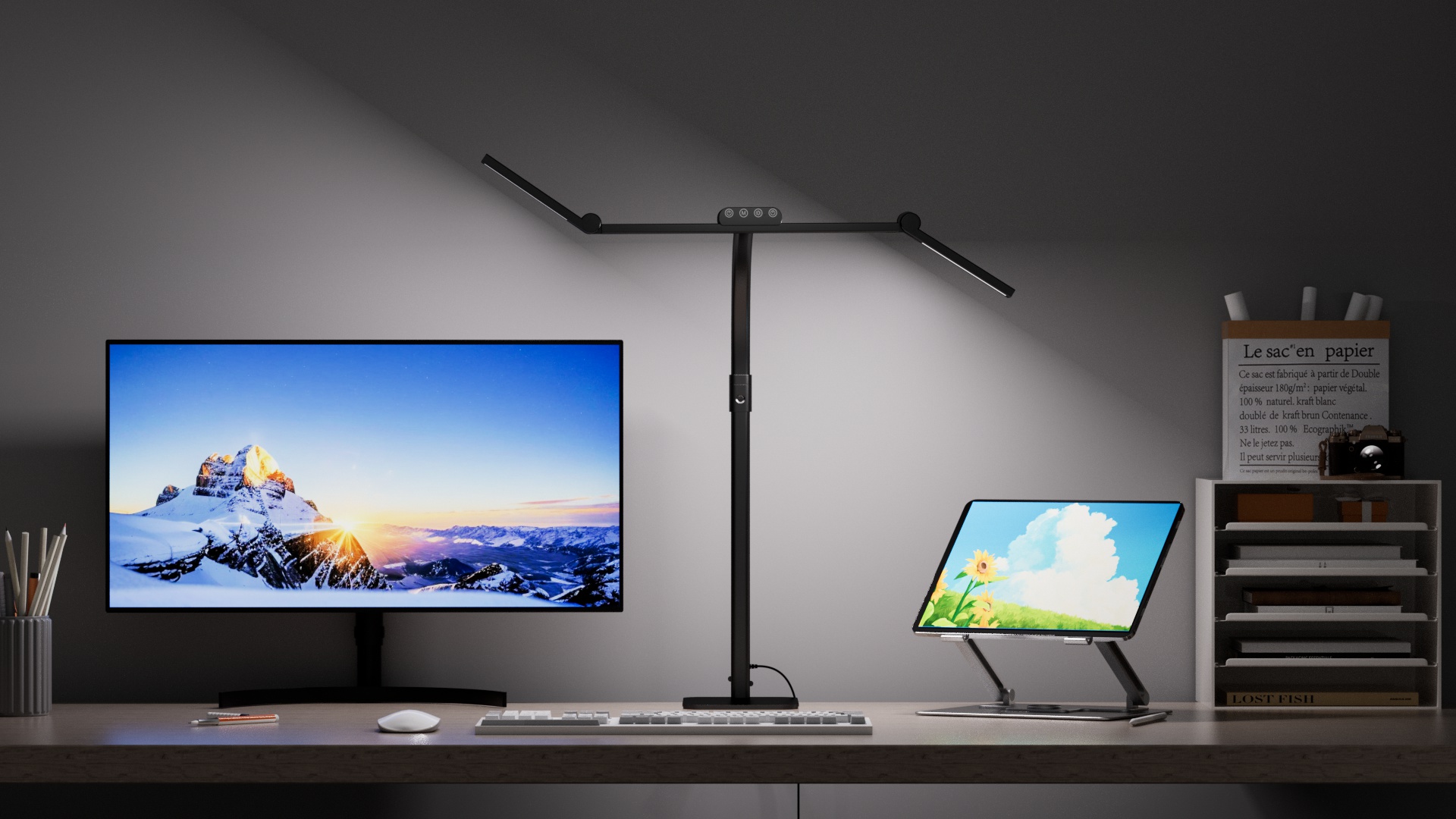 Image of LED Desk Lamp for Home Office with Base, 28.2 inch Adjustable Gooseneck Swing Arm Ultra Bright Desk Light, Dimmable Architect Table lamp for Desktop Computer Light, Reading, Study, Workbench