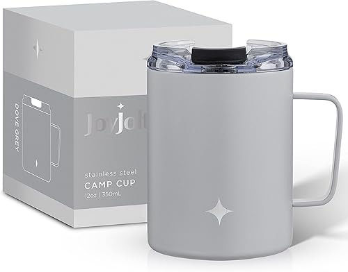 JoyJolt Vaso triple aislado con asa Vaso de 12 onzas con tapa Sellado al vacío forrado de cobre vasos de acero inoxidable de doble pared Taza de
