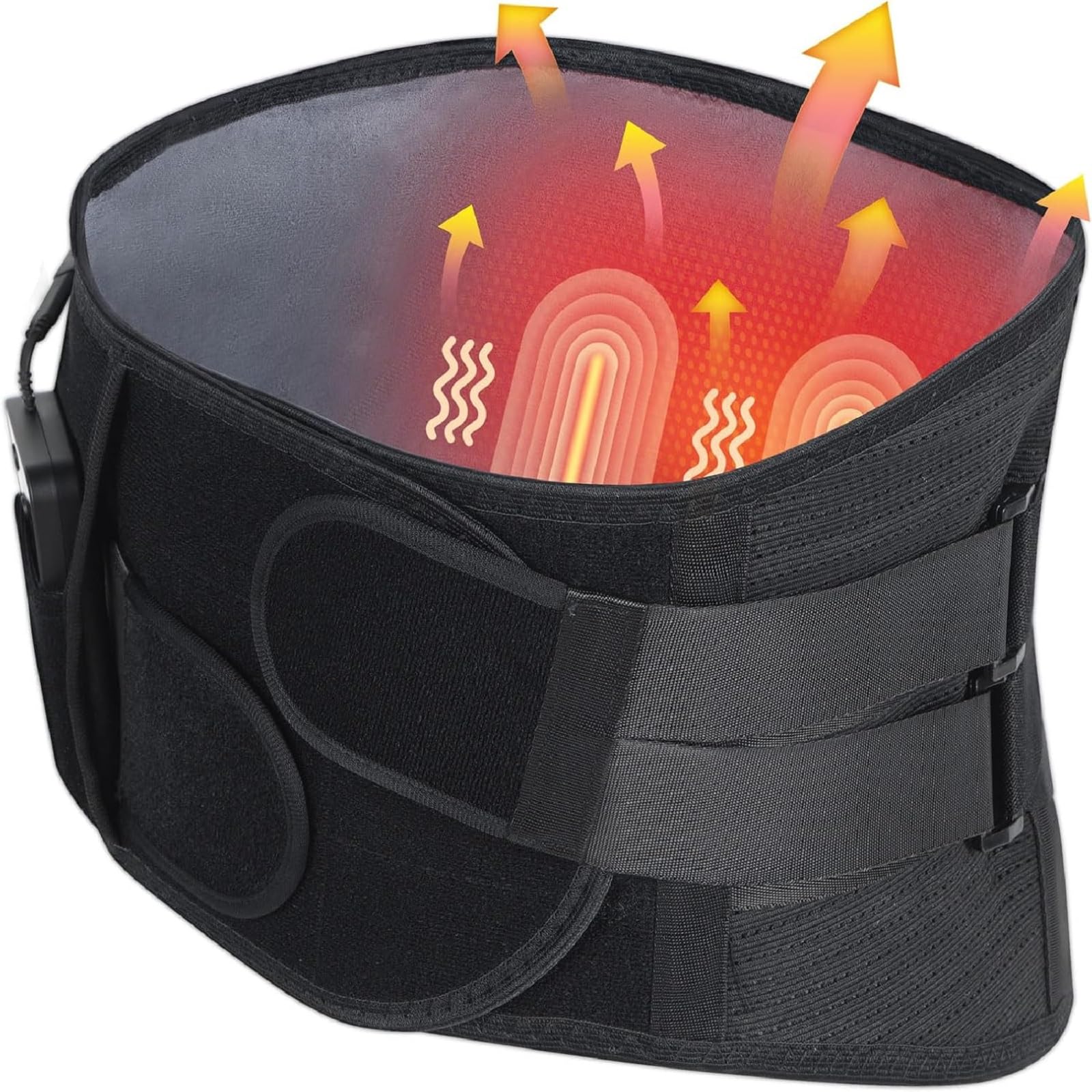 HONGJING Ceinture de soutien lombaire massante avec chaleur pour soulager les douleurs dans le bas du dos, ceinture de massage lombaire sans fil rechargeable avec 3 niveaux de chauffage et 4 modes de
