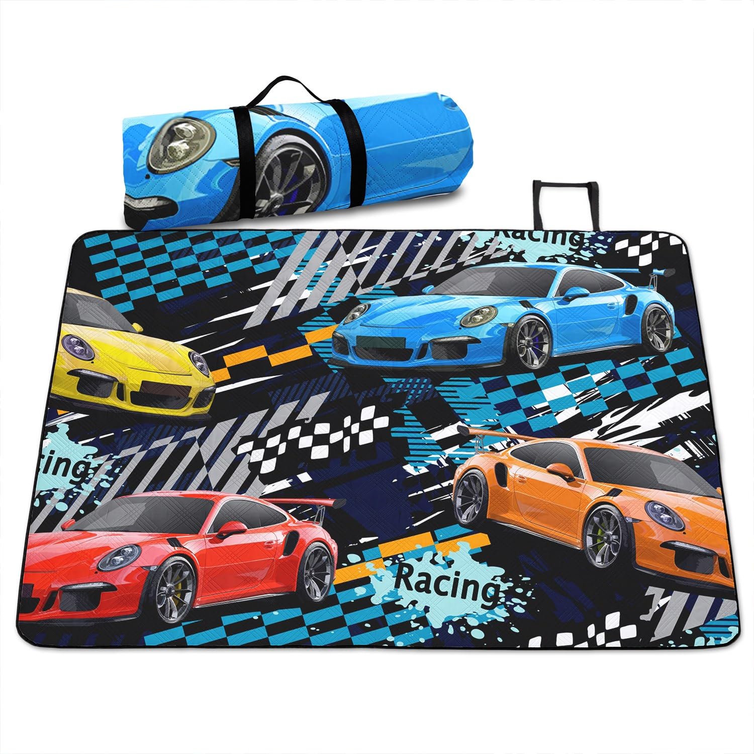Amazon.com: Racing Cars Picnic Blanket,Kids Teens Colorful Cars Race Game Picnic  Mat Outdoor Picnic Blanket 60x80,Abstract Geometry Checkers Blue Print  Camping Blanket Water Resistant for Outdoor Picnics : Patio, Lawn u0026 Garden