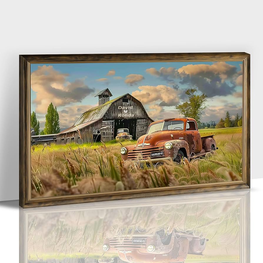 Amazon.com: Farmhouse Truck Canvas Wall Art, Vintage Truck & Retro