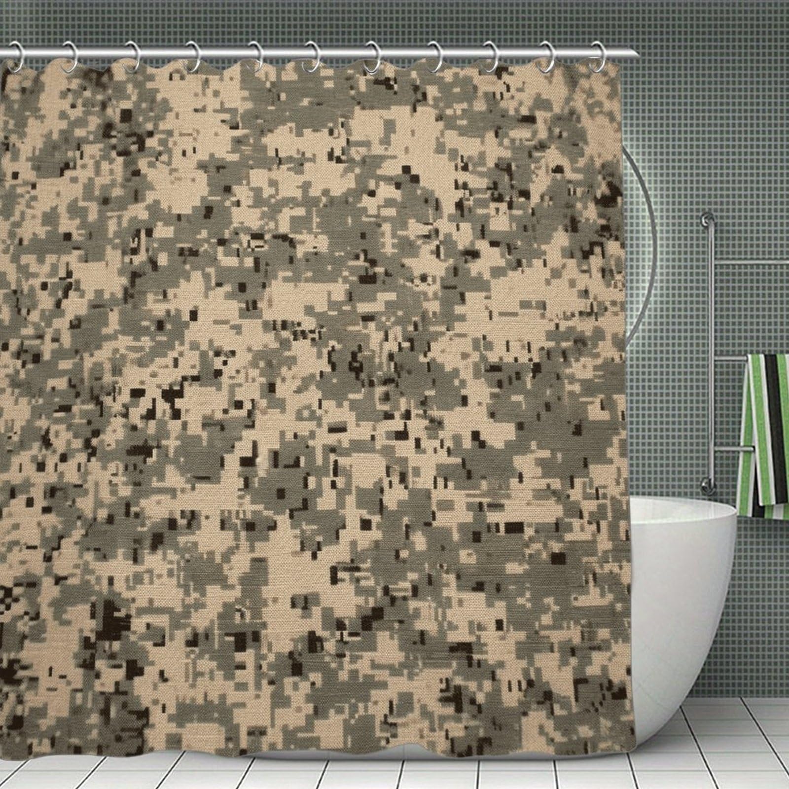VstaDank Army Digital Camouflage Bath Curtain Elegant Heavy Duty Shower Curtains 70x70 in Rustic Farmhouse Cloth Shower Curtains Neutral Modern Bath Curtain for Bathroom