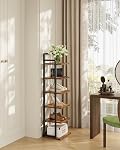 CHOEZON 6-Tier Raquette verticale, Tour de chaussures étroite, Organisateur de rangement de chaussures d'angle, étagère de chaussures, pour les petits espaces, Style industriel, pour entrée, Hallway, salon, Rustique brun et noir TXJ06BF
