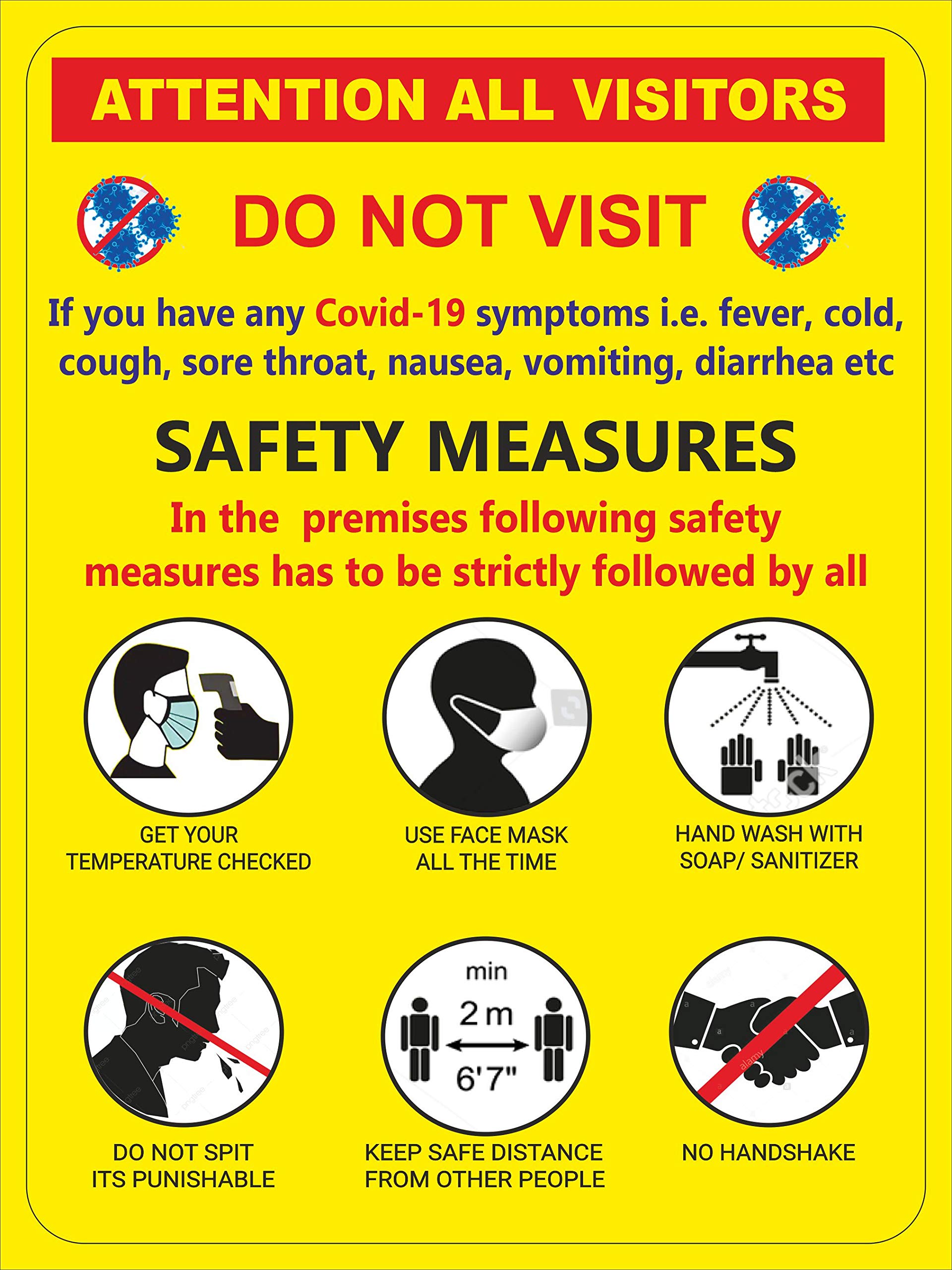 Corona Safety Sign Board Size 12 INCH X 9 INCH : Amazon.in: Office