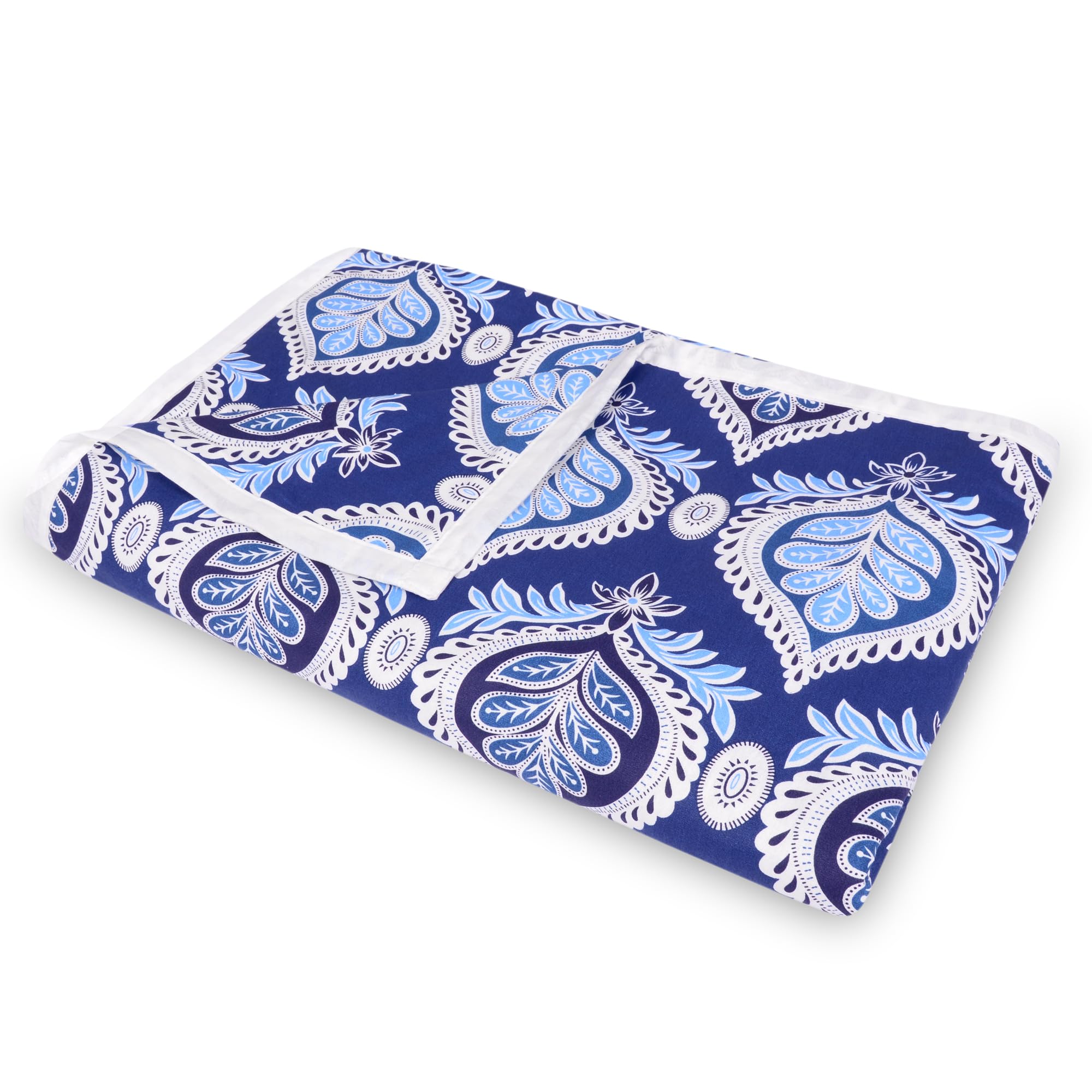 Divine Casa Floret 100% Cotton Double Dohar | 120 GSM | Soft & Lightweight Throw Blanket | Reversible Design | Cozy & Breathable Bedding | All-Season Comfort | 220 x 205 CM, Dazzling Blue