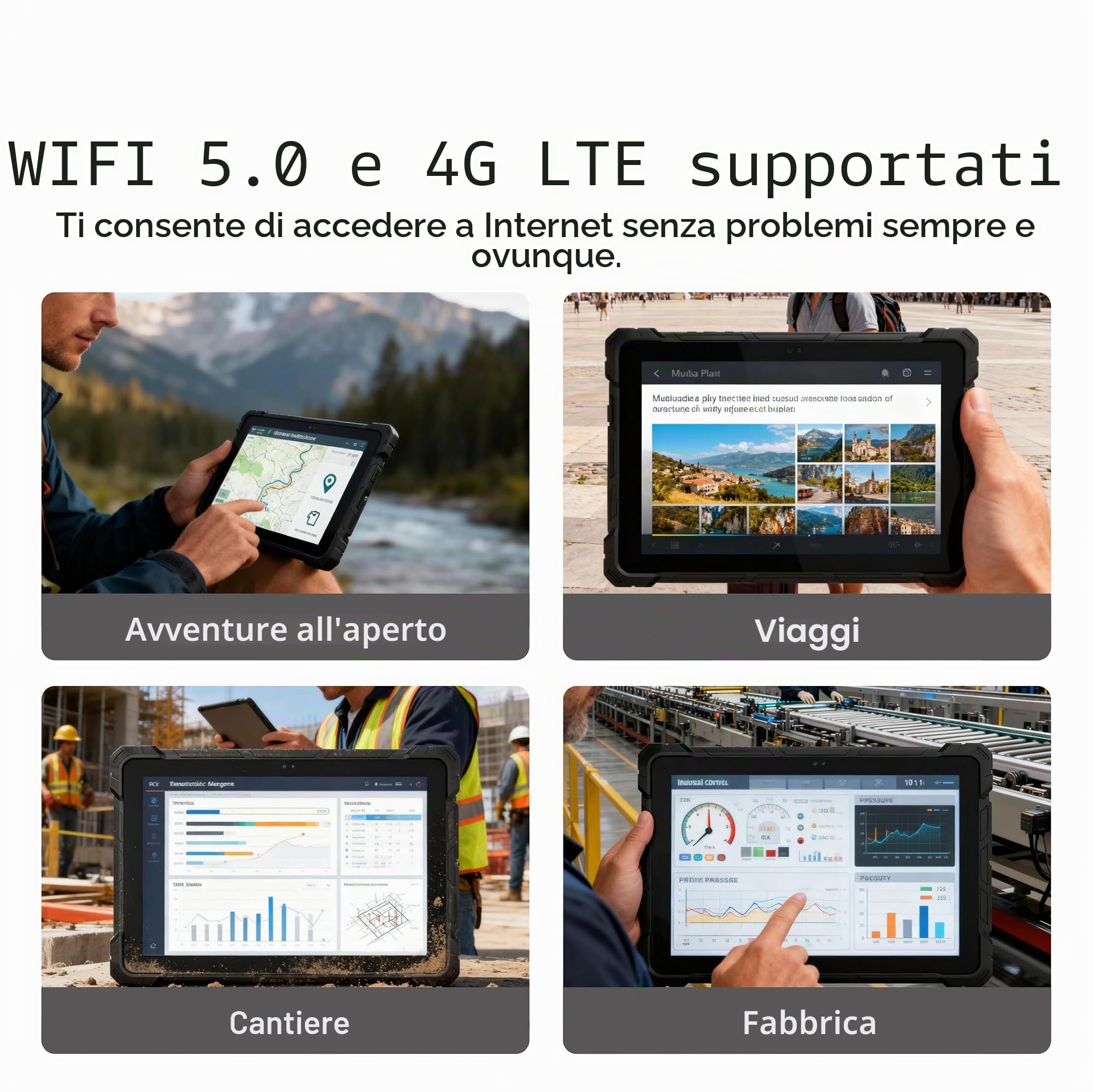 Tablet PC Rugged-HEIGAOLAPC Tablet per Esterni Industriale Robusto Win11 Pro, Impermeabile IP67, J4105, 8GB Ram, 128GB Rom 10,1" IPS Display Leggibile alla Luce Solare 1920x1200, Type-C, 4G LTE, RS232