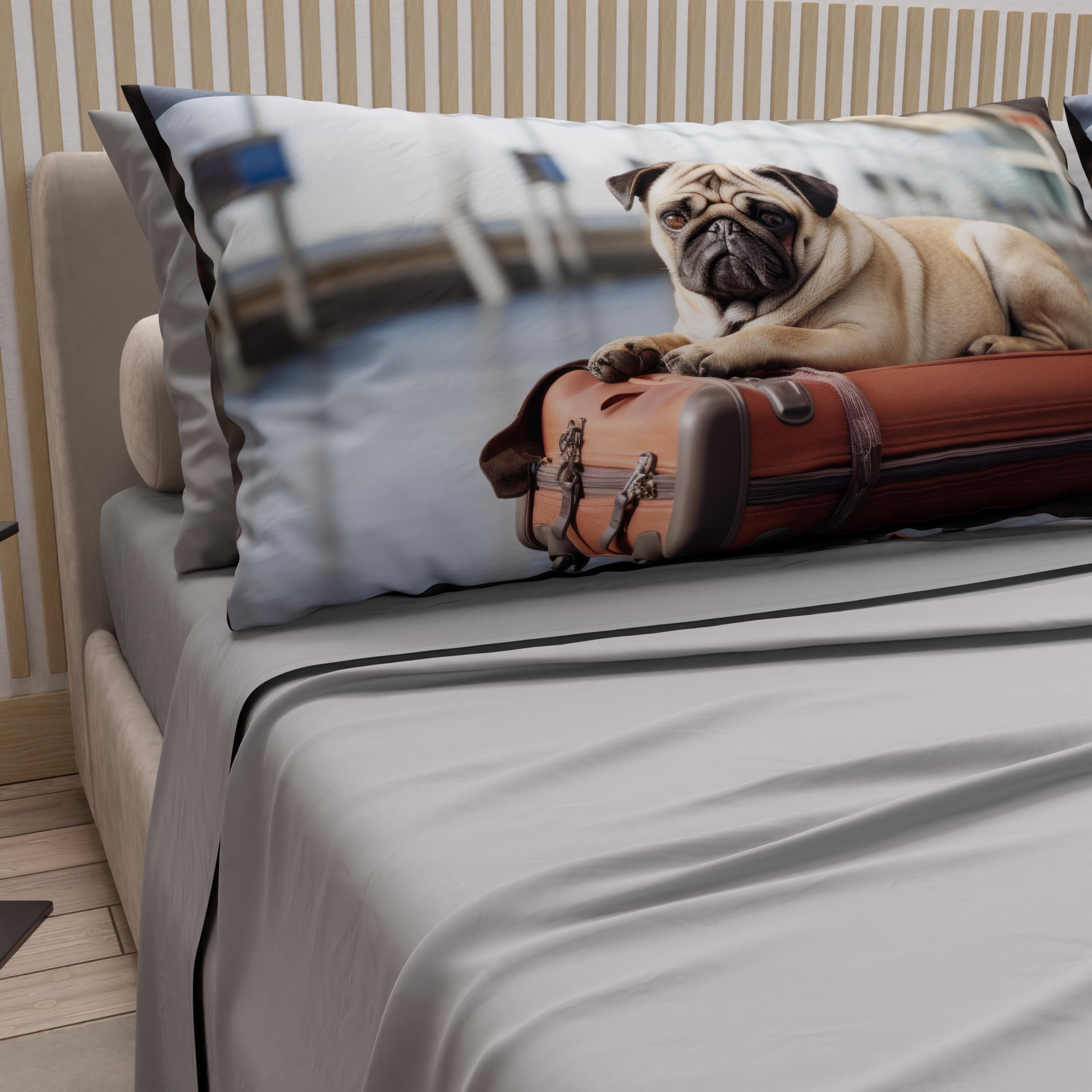 PETTI Artigiani Italiani, Animal Bed Linen with Dogs in Cotton with Pillowcases in Digital Print, Double Bedsheets
