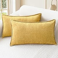 Vista 13 de CaliTime - Juego de 2 fundas de almohada decorativas de 16 x 16 pulgadas, con costuras en los bordes de hilo de algodón, chenilla suave teñida