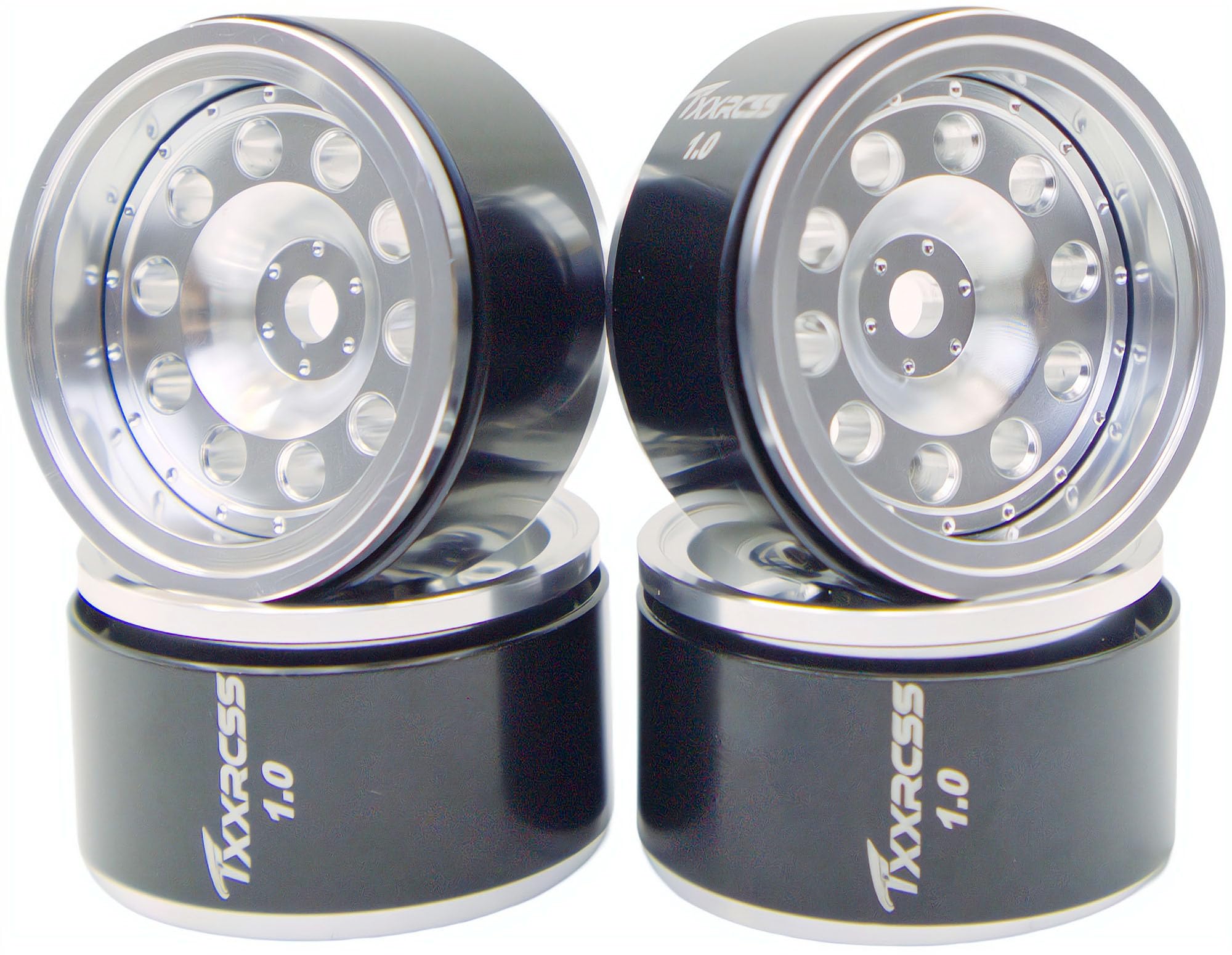 TxxRcss RC 1.0 Beadlock Wheels Offsets -2 Aluminum Rims for AX24 1/18 TRX4M All 1/24 Scale SCX24 Deadbolt RC Crawler Car Wheels Upgrades 4Pc