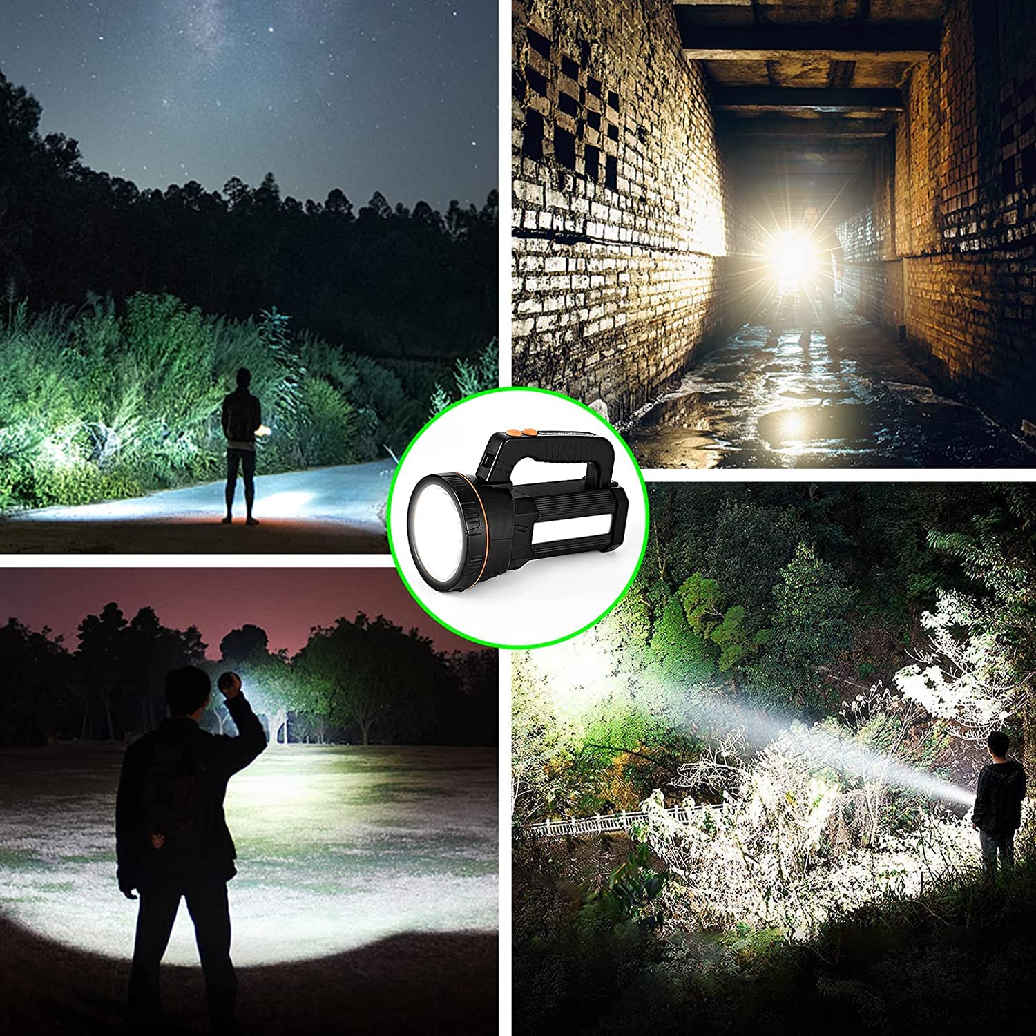 Lampe torche rechargeable Af-Wan portable puissante à LED super lumineuse 9000 mAh 7000 lumens avec lumière latérale Étanche charge USB Charge téléphone