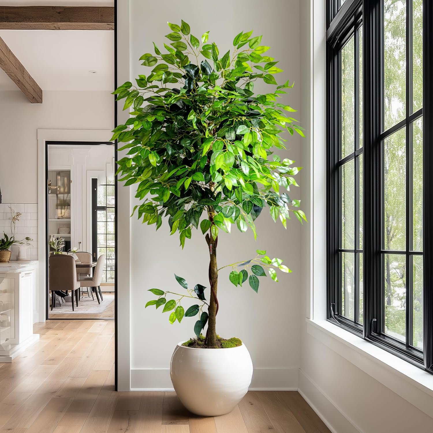 Erimda 6ft Artificial Ficus Tree for Home Decor, Faux Silk Plants Faux Plant Fake Silk Trees with Pot for Indoor House Living Room Office Garden