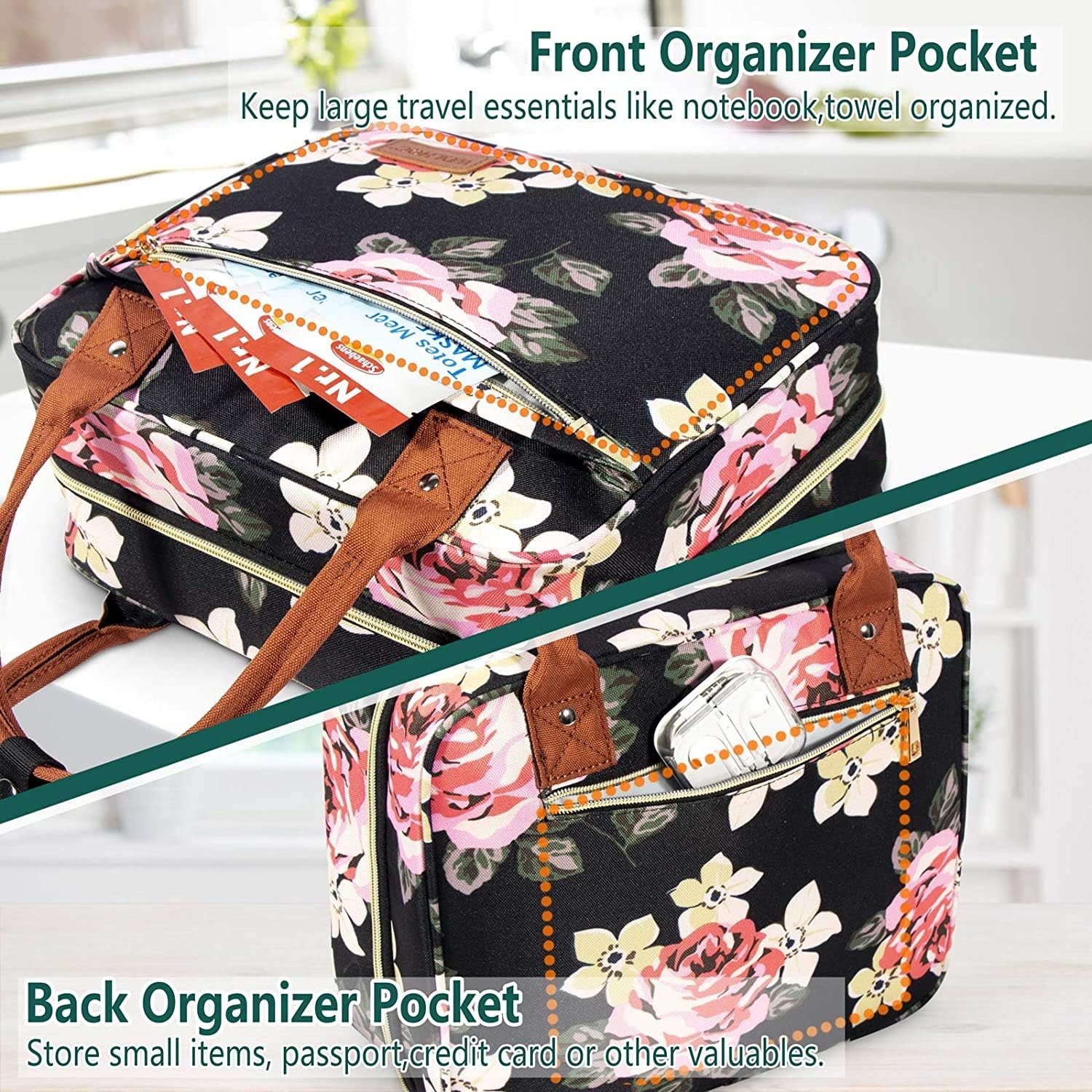 Toiletry Bag, WDLHQC Hanging Travel Toiletries Bag for Women,Waterproof Bathroom and Shower Organizer Kit for Toiletries, Cosmetics, Makeup (Black) : Beauty & Personal Care
