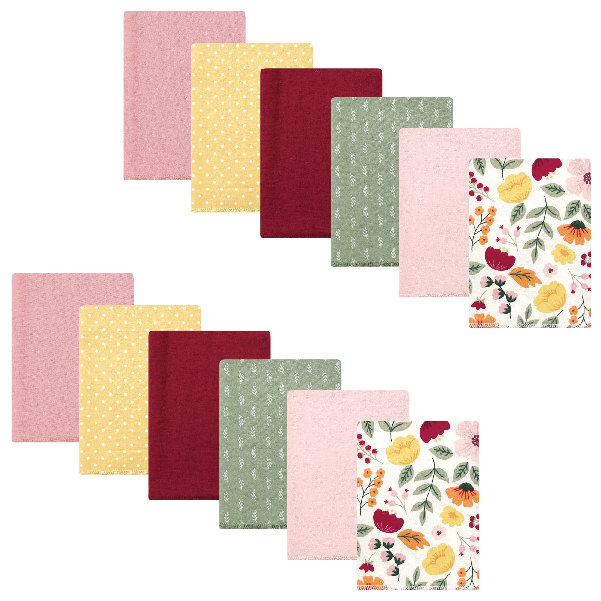 Hudson Baby Unisex Baby Cotton Flannel Burp Cloths Bundle, Fall Botanical, One Size