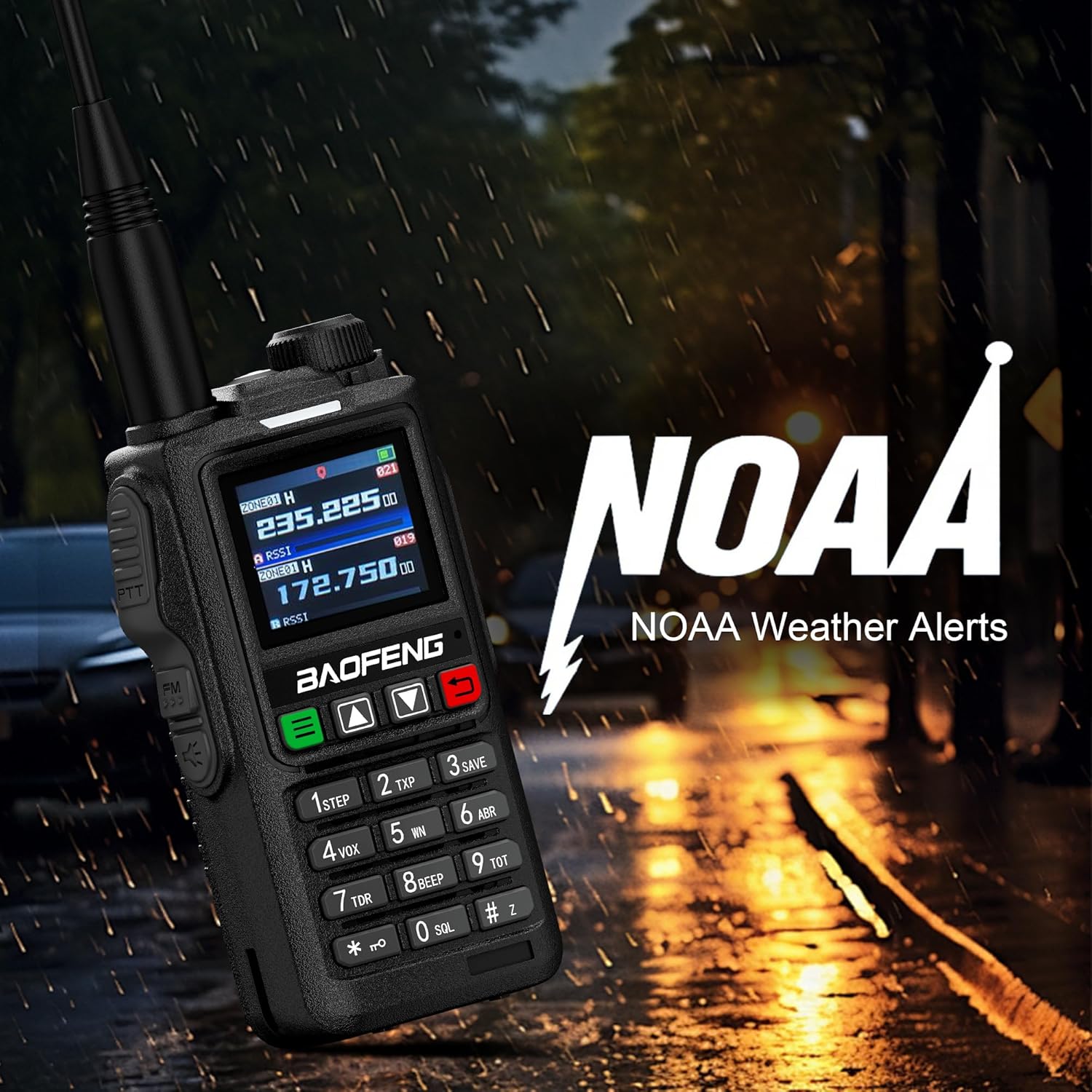 BAOFENG UV-18H Radio 6 Band Two Way Radio GPS NOAA USB-C Charging Long Range 5W Max Wireless Copy Frequency Walkie Talkie 1.77in LCD Screen with 18.89 Tactical Antenna