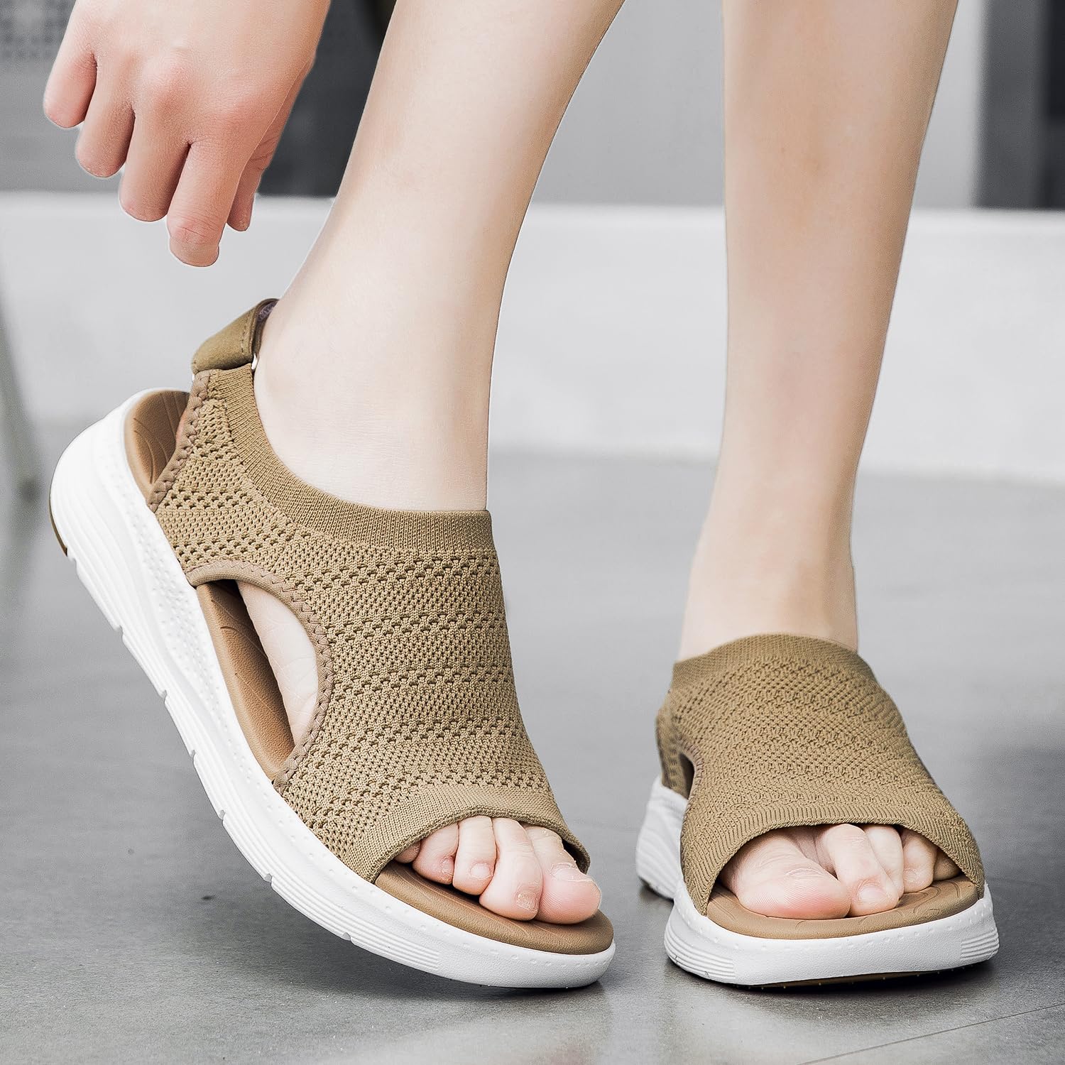 DimaiGlobal Sandalias Mujer Ortopédicas Deportivas Verano Fascitis Plantar Soporte Arco y Correa Ajustable Cuña Punta Abierta Elástica Lavables en Lavadora Caminar Casual Exterior