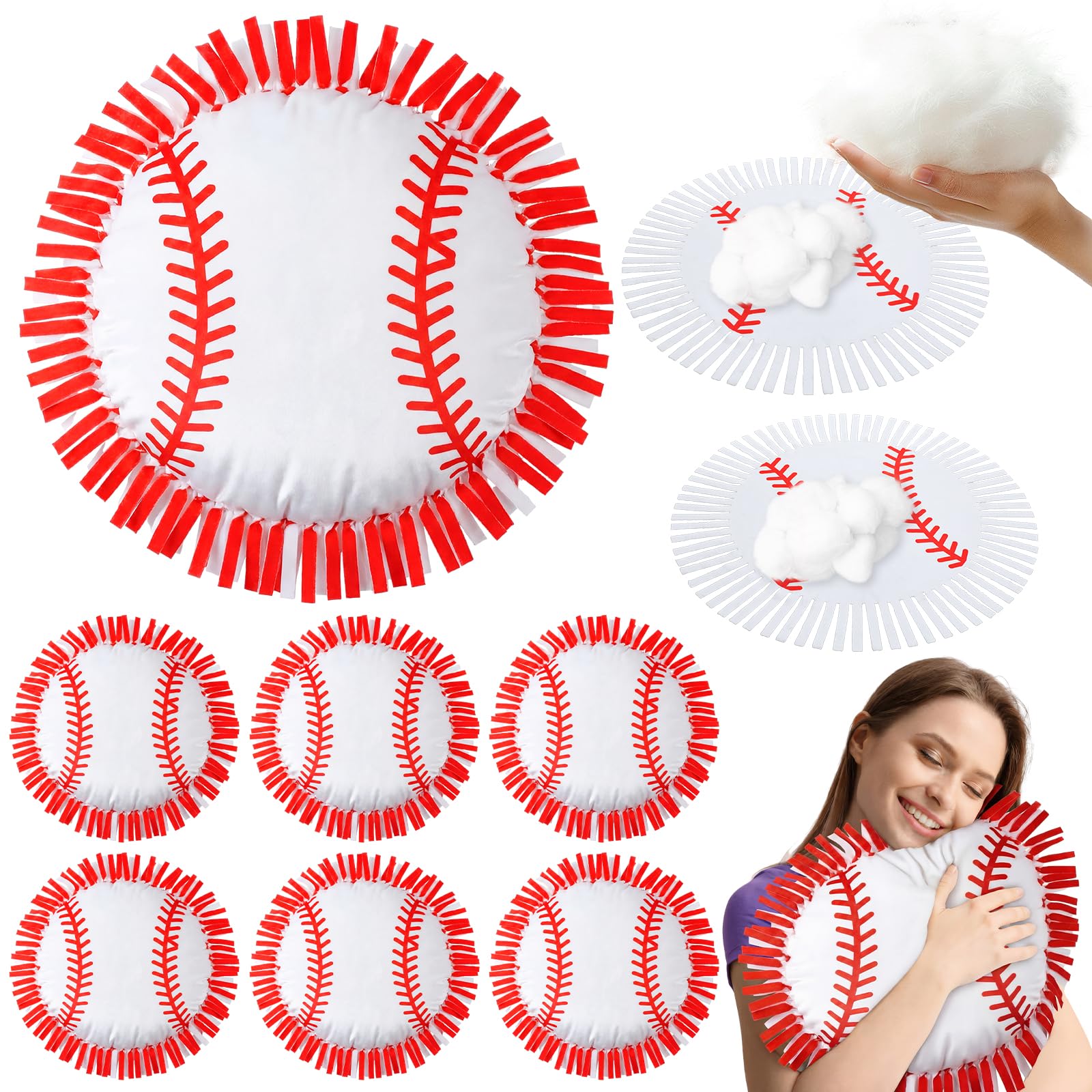 Kit de manualidades de béisbol Mindsoft con 6 cojines de forro polar para niños 7