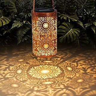 Solar Lanterns Outdoor Hanging Lantern Lights,Sunflower Metal Decor Lant...