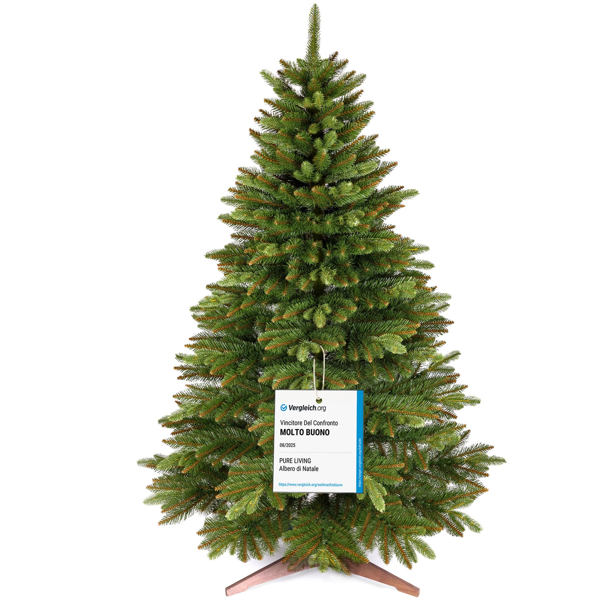 Albero di Natale Artificiale Premium 180cm – Realistico, Rami Fitti, con Base in Legno e Borsa per Riporre – Albero di Natale di Pure Living