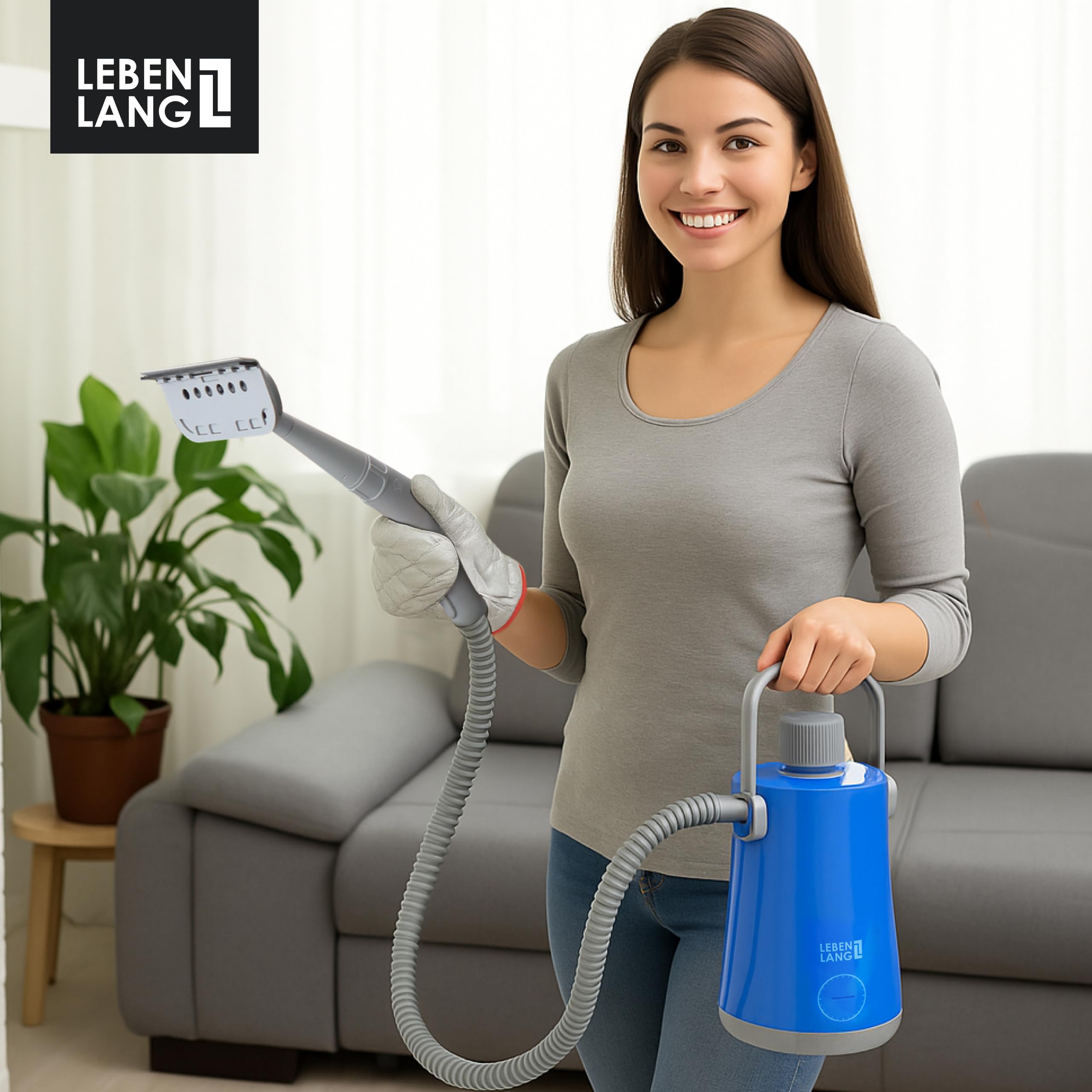 LEBENLANG Pulitore A Vapore Professionale - 130°C, 3,5 bar & 1000W I 12x Accessori I Steam Cleaner Pistola A Vapore per Pulire Casa Pulizia Pulitrice Macchina A Vapore Per Pulizie 100 Gradi Lavavetri