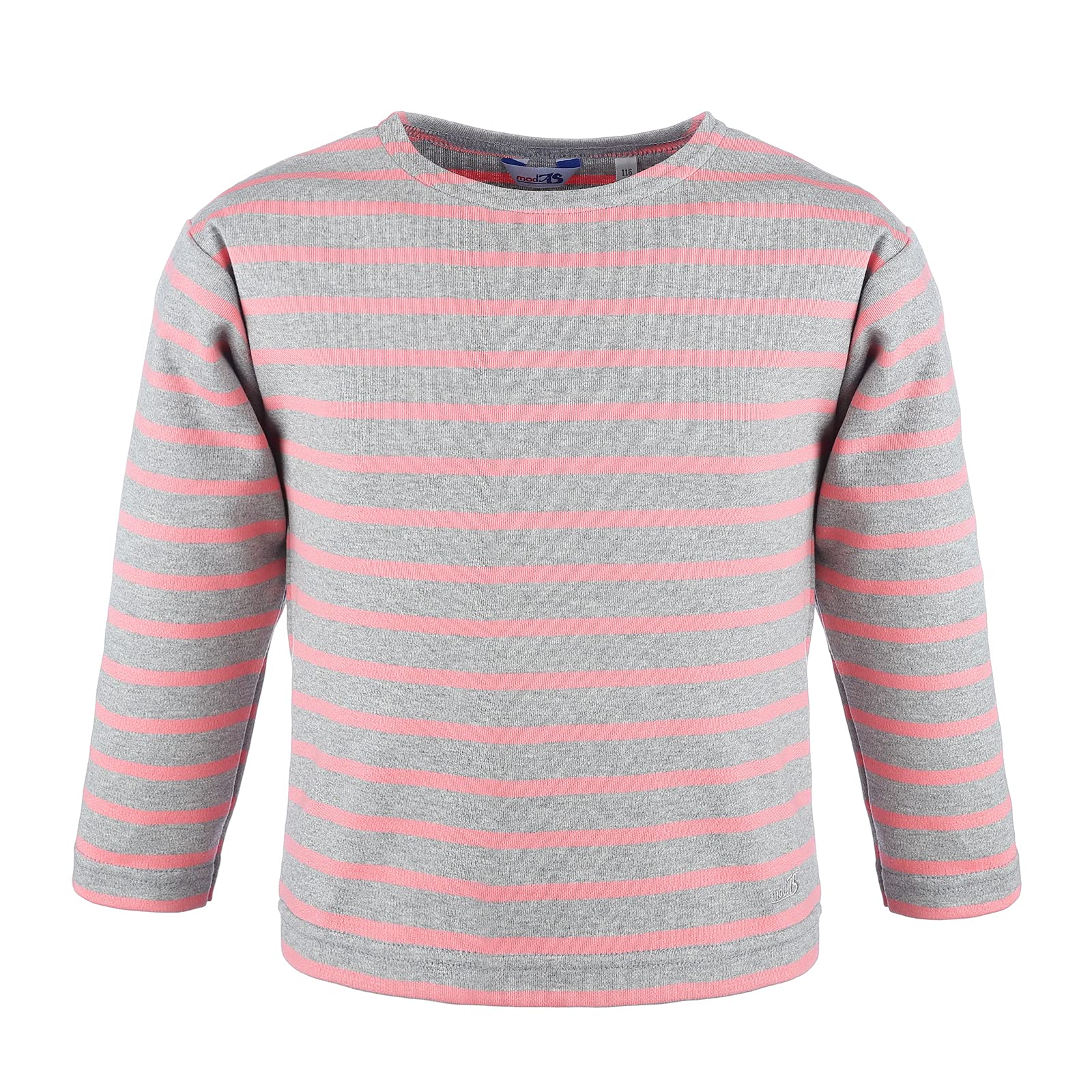 modAS Bretonisches Shirt für Kinder - Longsleeve Pullover Langarm Shirt mit Streifen Mädchen Jungen aus Baumwolle in Weiß/Blau Größe 152