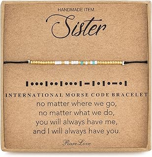RareLove Sister Morse Code Beaded Bracelet Birthday Gifts from Sister