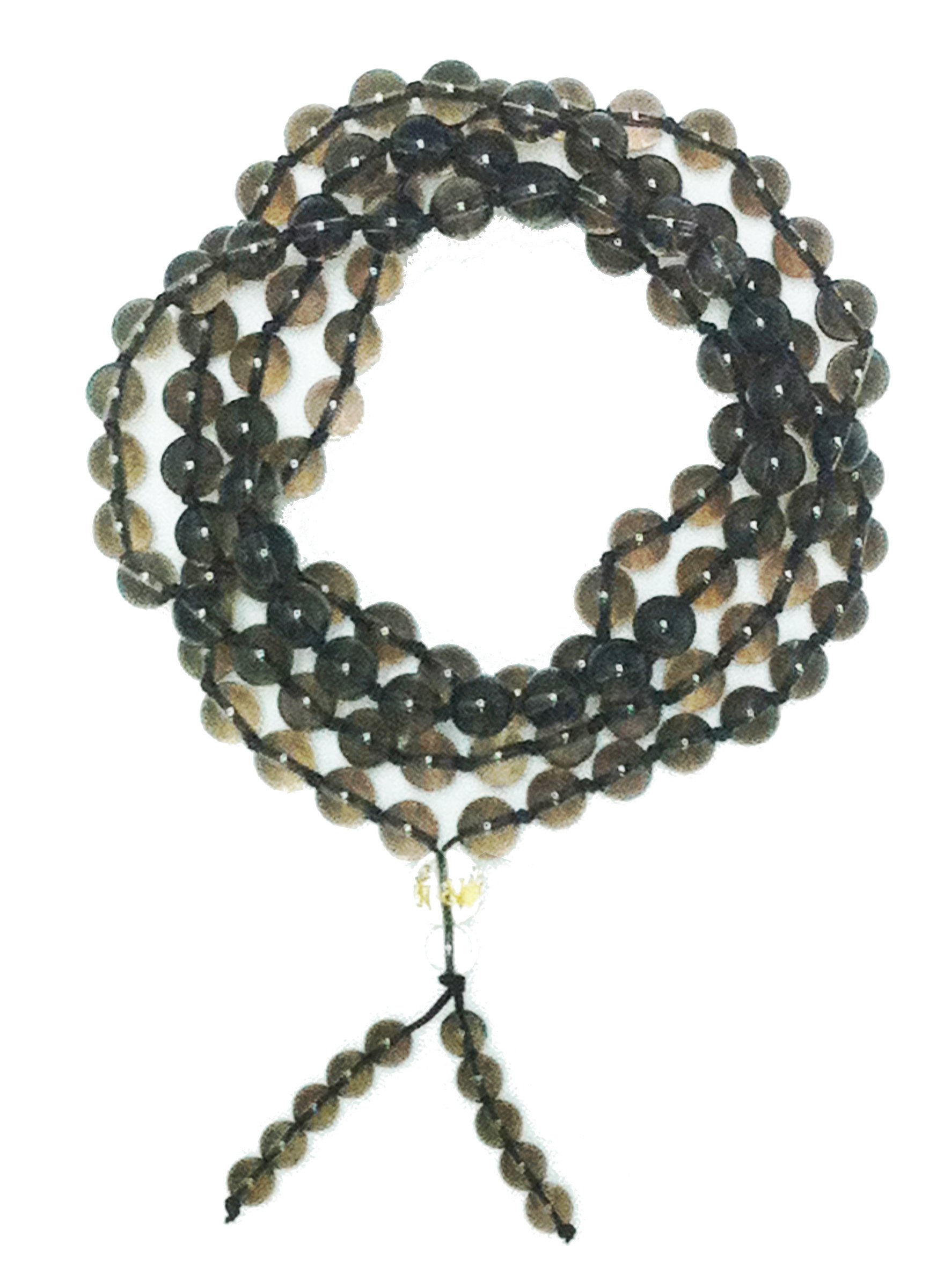 Serenity Tibet Mala 108 Prayer Bead Tibetan Mantra 6mm Knotted Gold Guru Bead Necklace