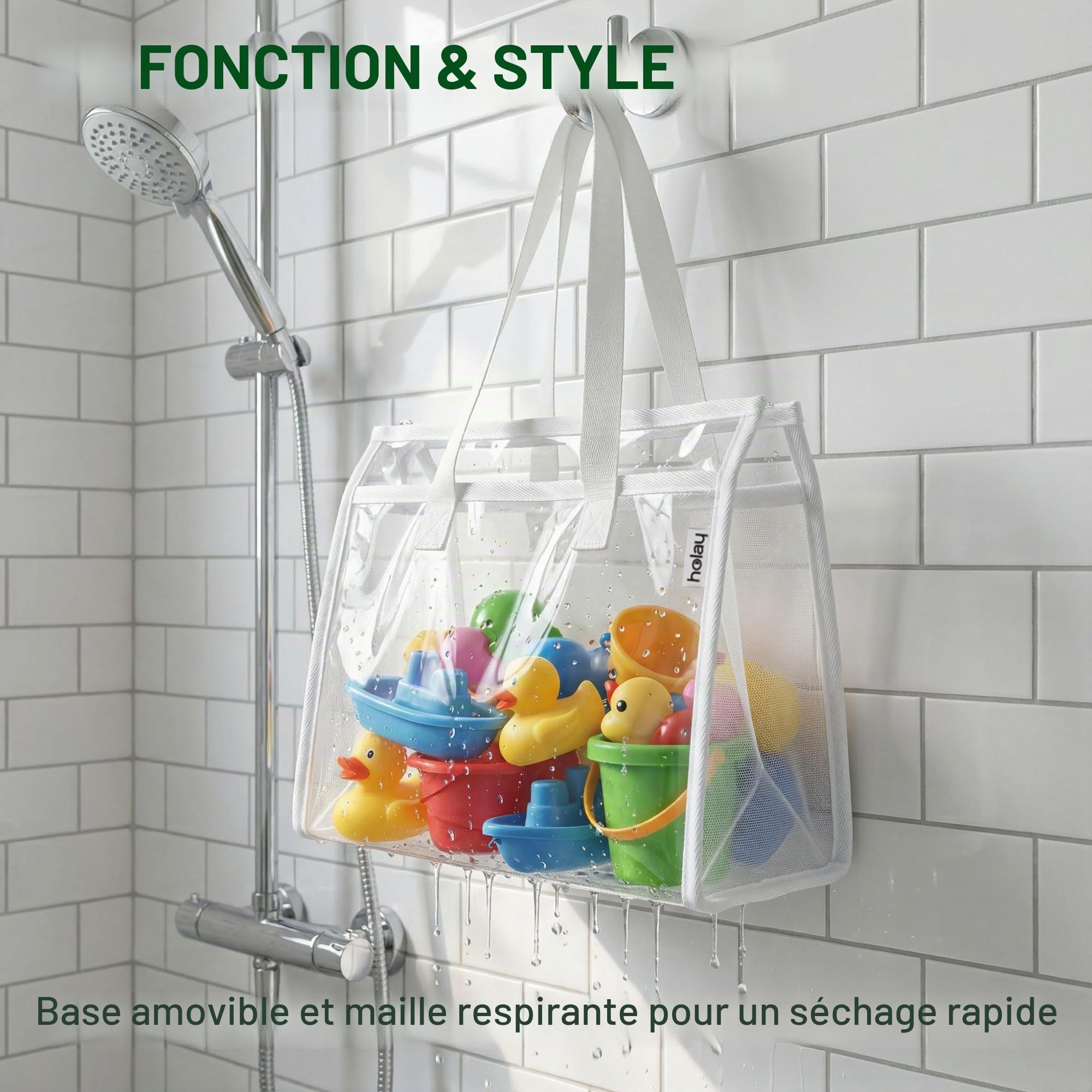 HOLAY Lot de 4 Sacs de Rangement Transparents pour Jouets avec Poignée – Organisateur Salle de Jeux pour Jouets, Jeux de Société & Fournitures Scolaires, PVC Transparent & Base Renforcée (Blanc, XL)