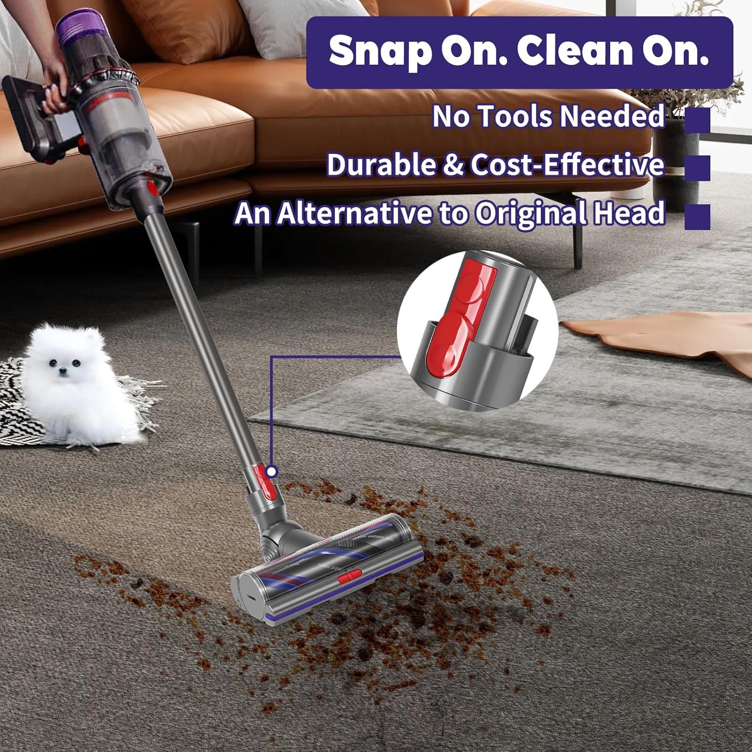 Upgrade V11 V15 High Torque Cleaner Head Replacement for Dyson V10 V8 V7 SV12 SV14 SV15 SV17 SV22 SV27 SV28 SV47 Models, Vacuum Head Attachments for Dyson Parts & Accessories No. 970100-04 & 05