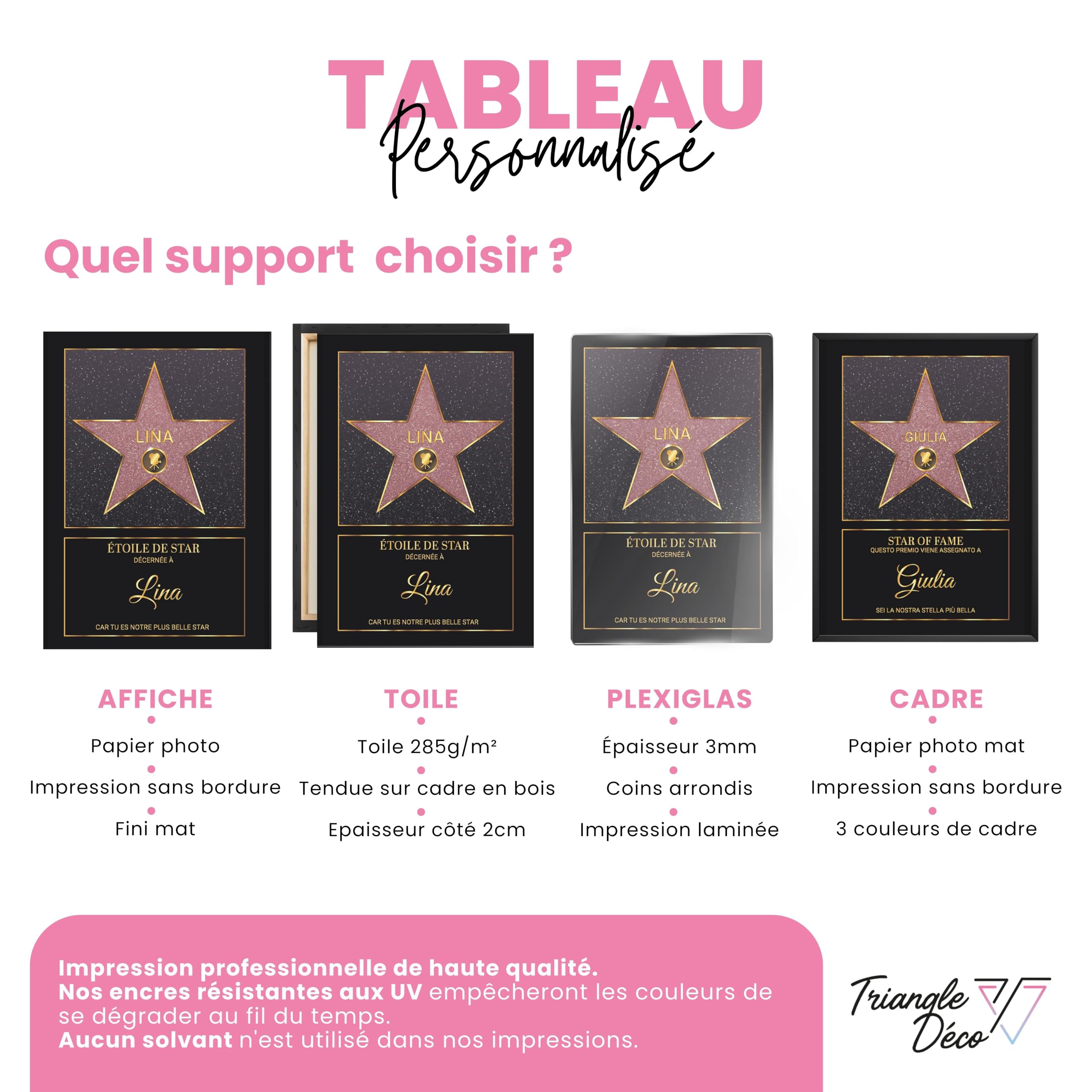 Affiche personnalisée Étoile de Star Hollywood rouge – Poster Toile Plexiglas avec ou sans Cadre