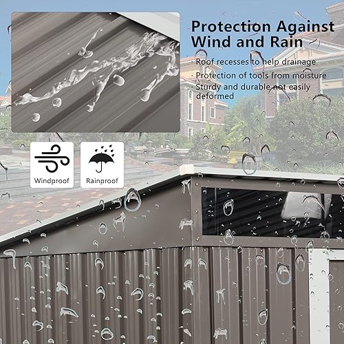 Miniatura 6 de Cobertizo de almacenamiento para exteriores de 6.4 x 5 pies con puerta con cerradura, cobertizo de jardín de metal anticorrosión con marco base,