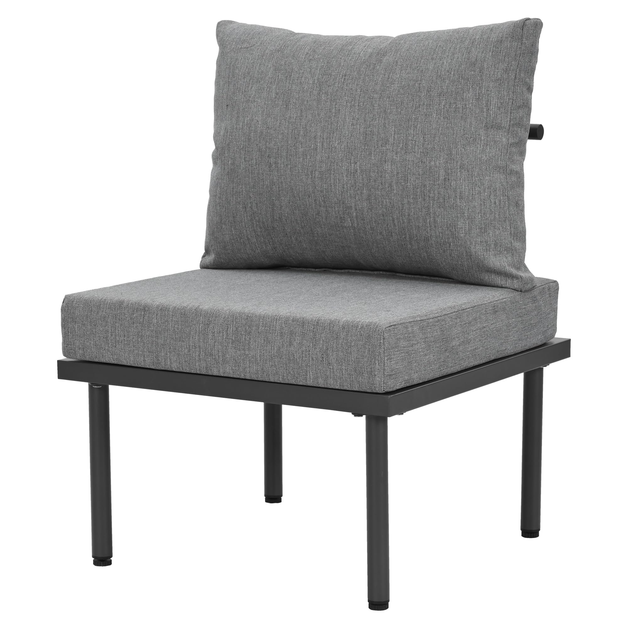 Merax Gartenmöbel Set mit 6 Sitzplätze, Outdoor Sitzgruppe mit Glas Couchtisch, Terrassenmöbel mit abnehmbar und waschbar Kissen für Garten, Terrasse, Gartenlounge Set, Grau