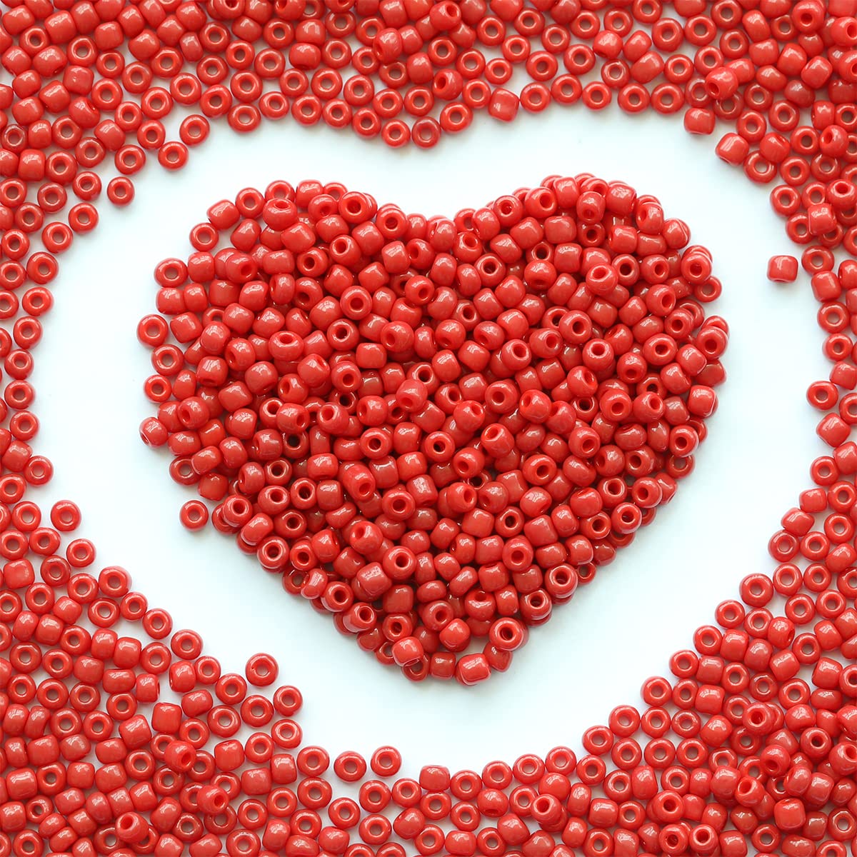 4mm Red Seed Beads About 1600pcs/110Grams,6/0 Glass Craft for Making Earrings Waist Jewelry, DIY Handmade Seed Beads (Red)