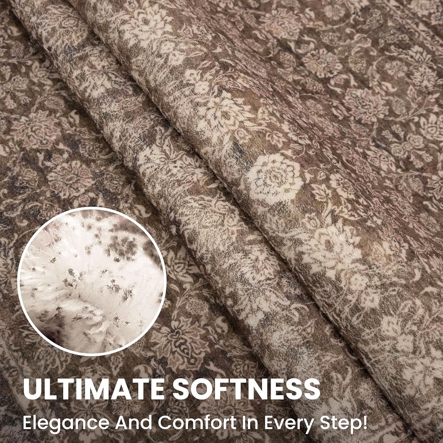 3x5 Washable Area Rug for Entryway, Rust Reddish Brown Soft Floral Rug with Non-Slip, Low-Pile Vintage Neutral Area Rugs for Entryway Nursery Bedroom Dining, Dorm Carpet with Non-Shedding - Image 7