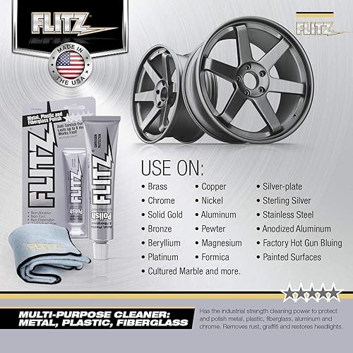 Miniatura 17 de Flitz Pasta de esmalte de metal multiusos – lata de 2 libras de pulido cromado hecho en Estados Unidos – Funciona en acero inoxidable, aluminio