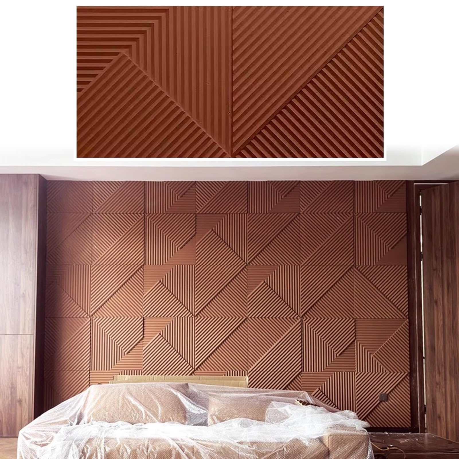 Panel decorativo de pared 3D revestimiento impermeable con patrón geométrico para comercios