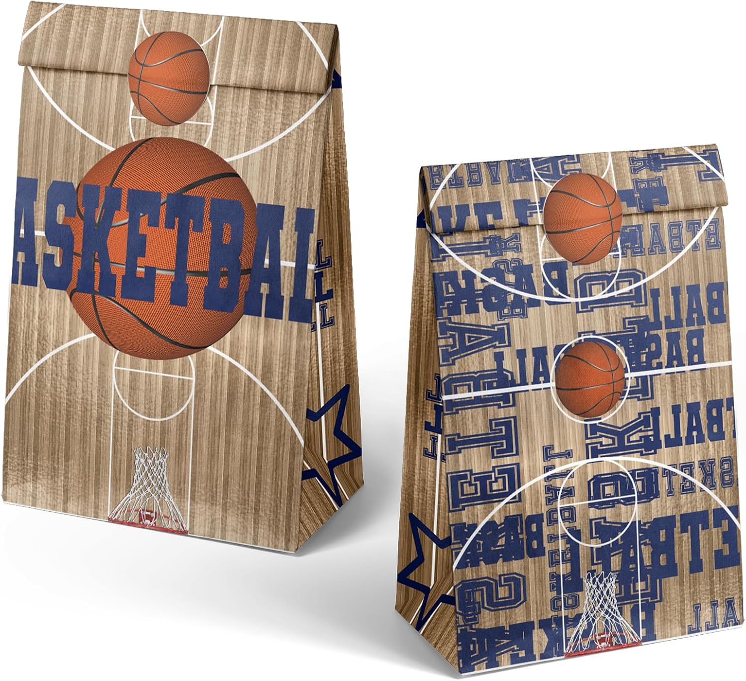 Basketball Party Favor Bags – 24 Pcs Basketball Gift Bags with 5 Designs, Paper Goodie Bags for Sports Theme Birthday Party Decorations and Supplies - Image 2